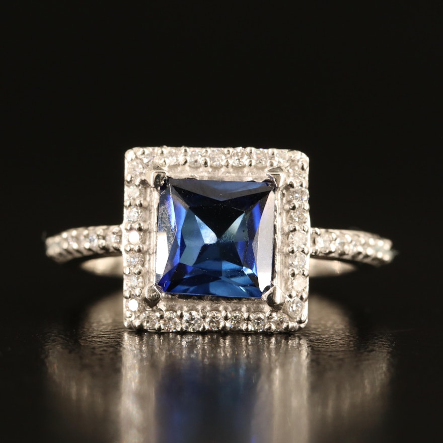 Platinum Sapphire and Diamond Ring