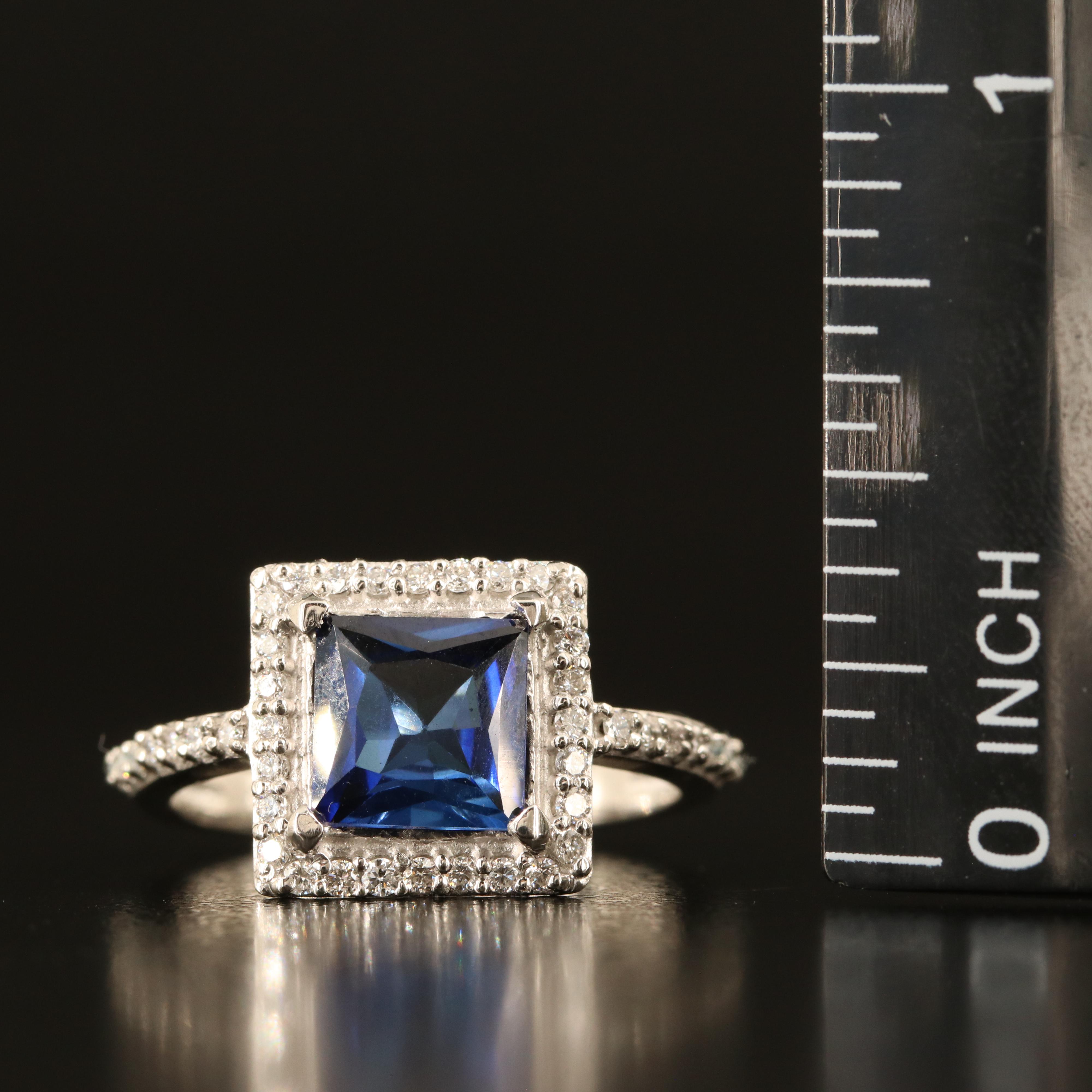 Platinum Sapphire and Diamond Ring