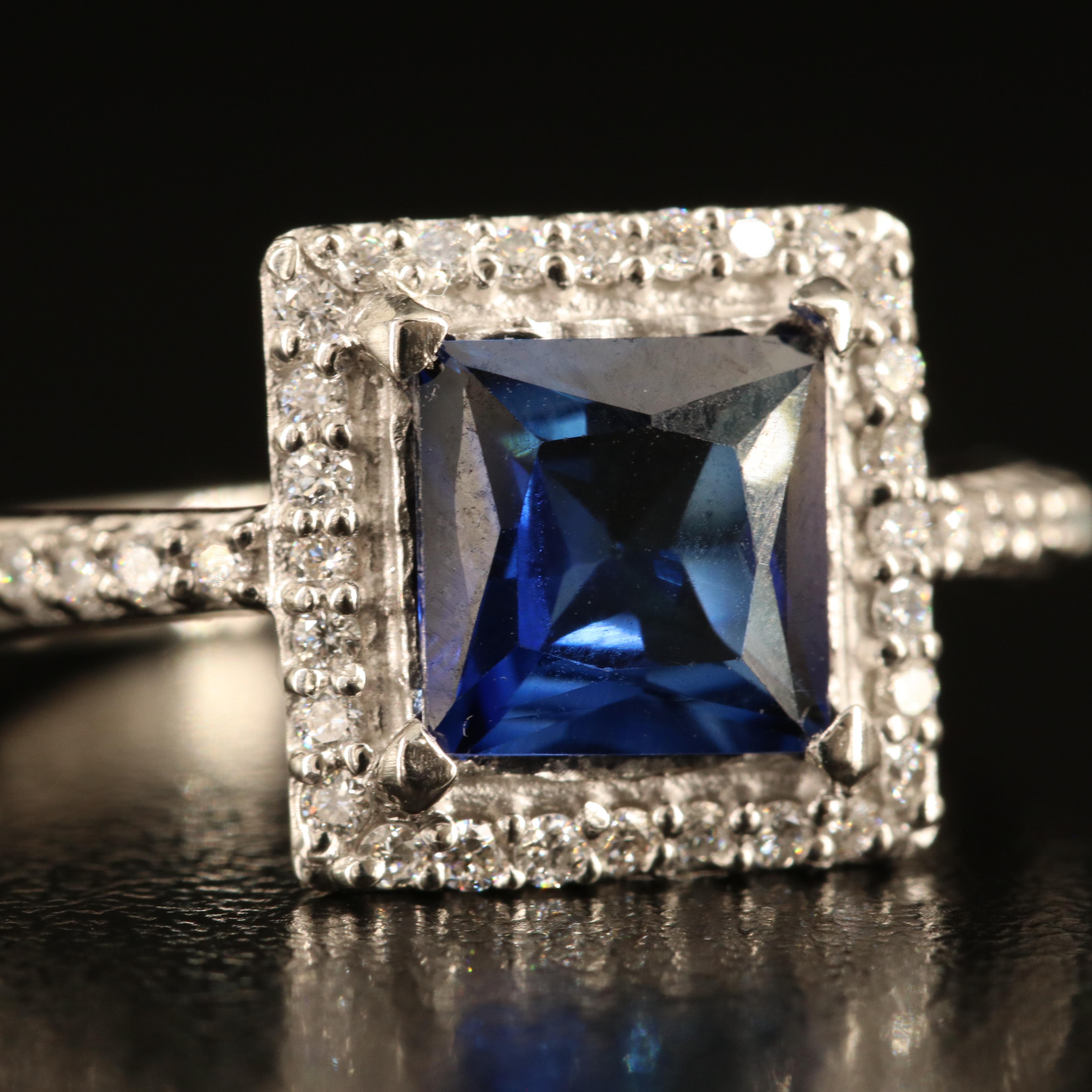 Platinum Sapphire and Diamond Ring