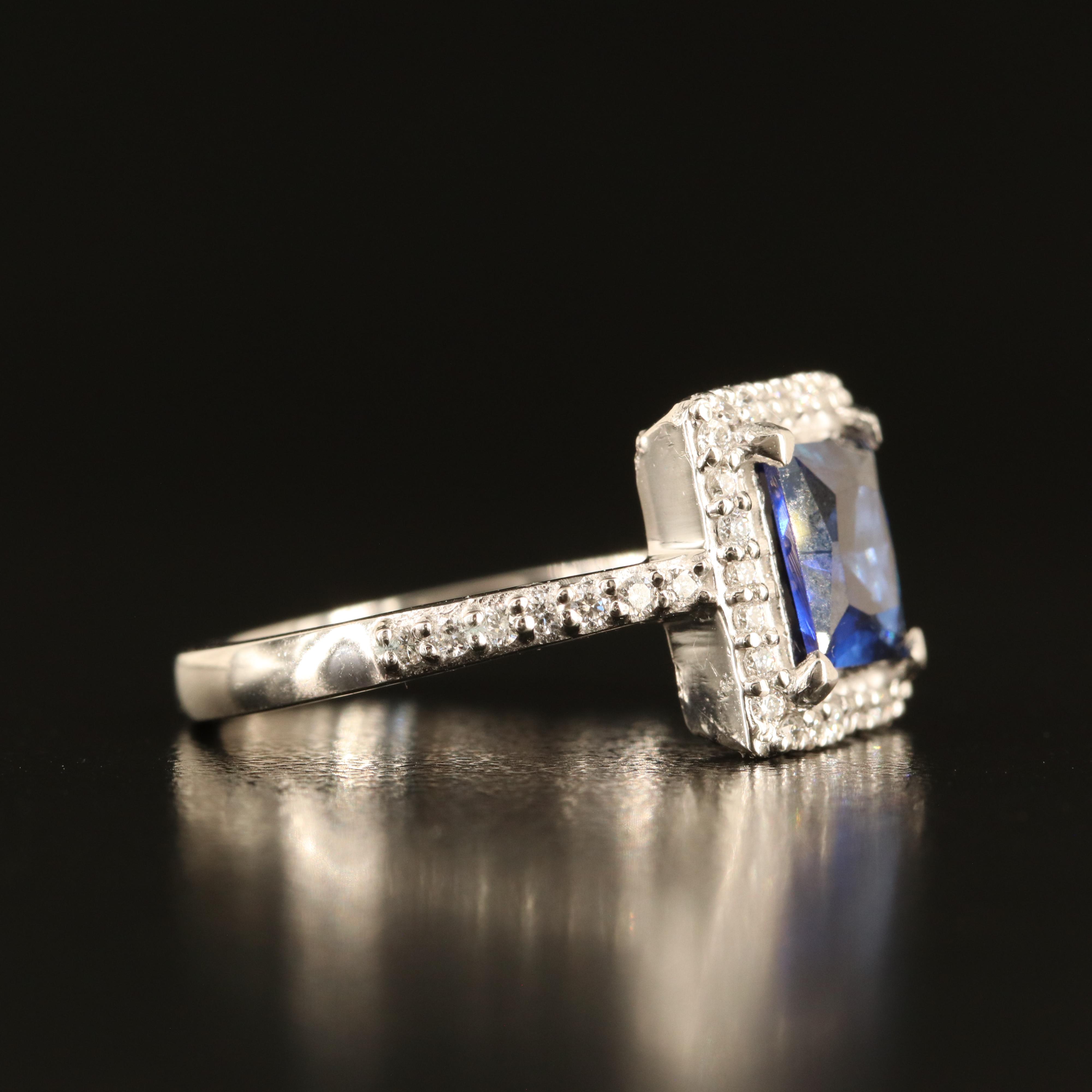 Platinum Sapphire and Diamond Ring
