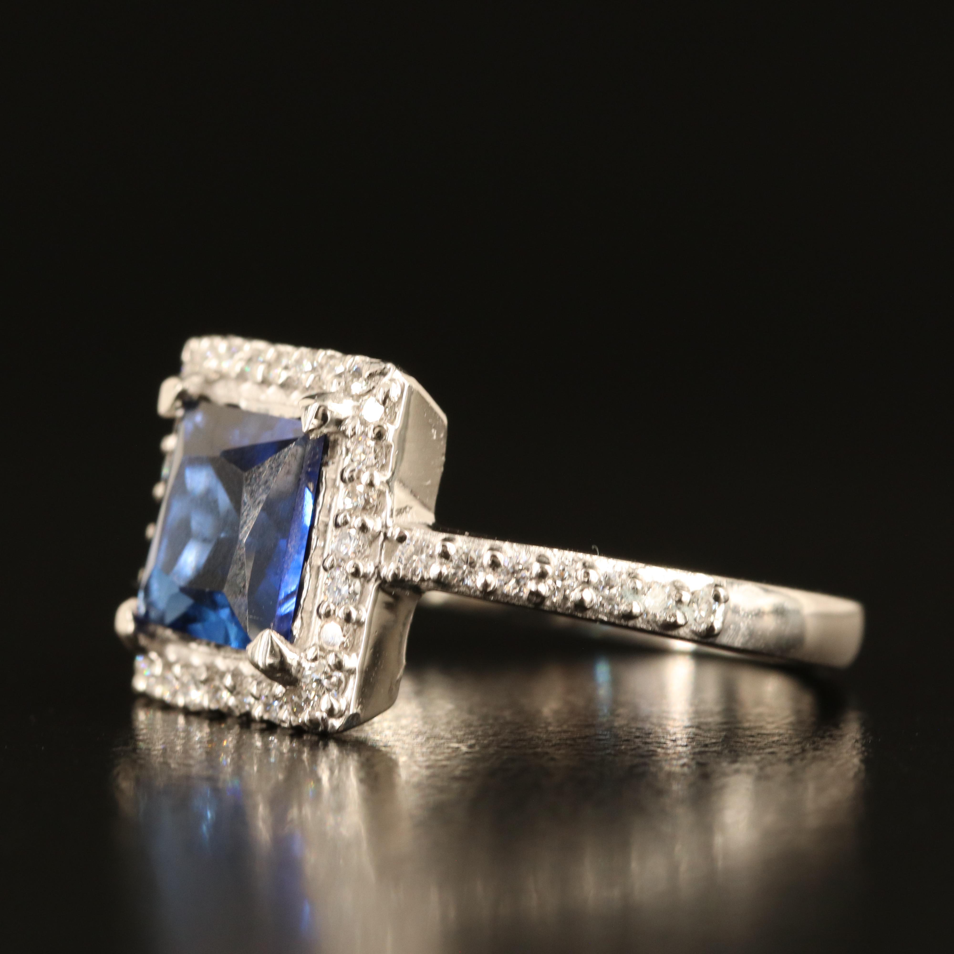 Platinum Sapphire and Diamond Ring