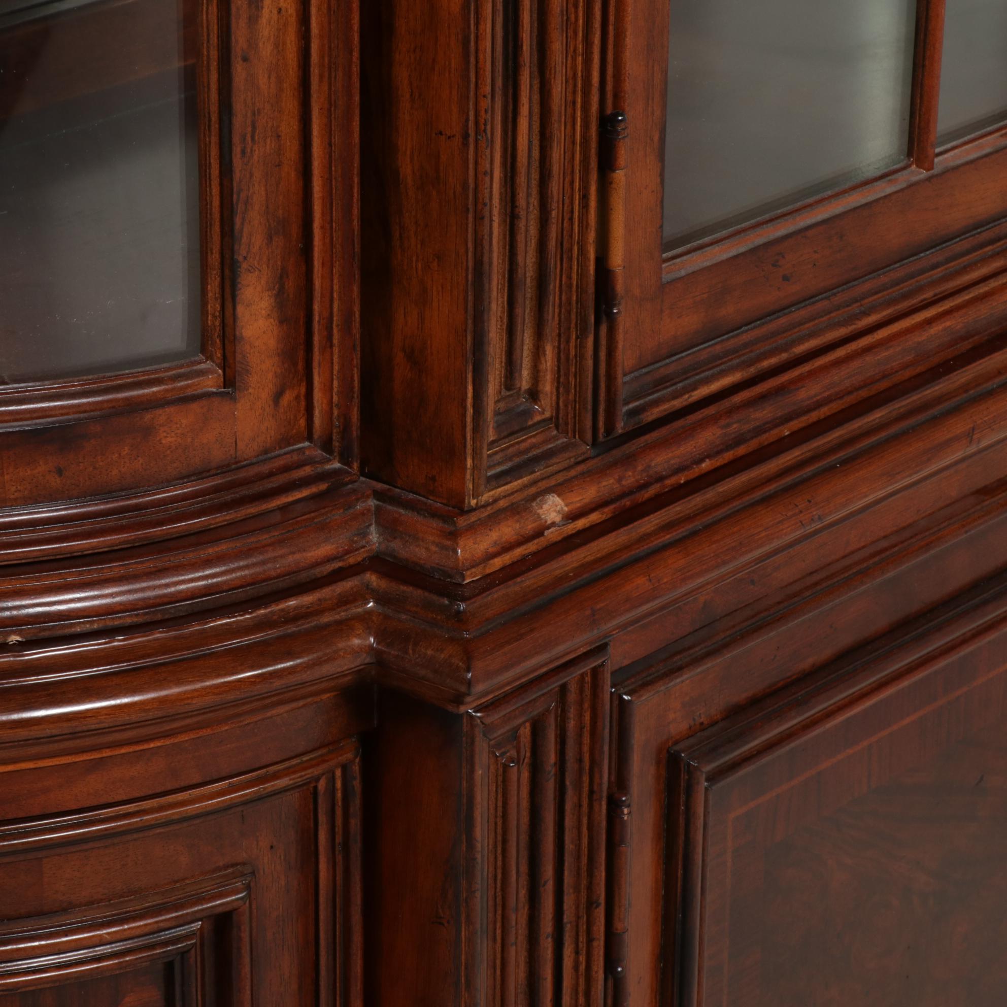 Mahogany-Finish Wood and Glass Illuminated China Cabinet