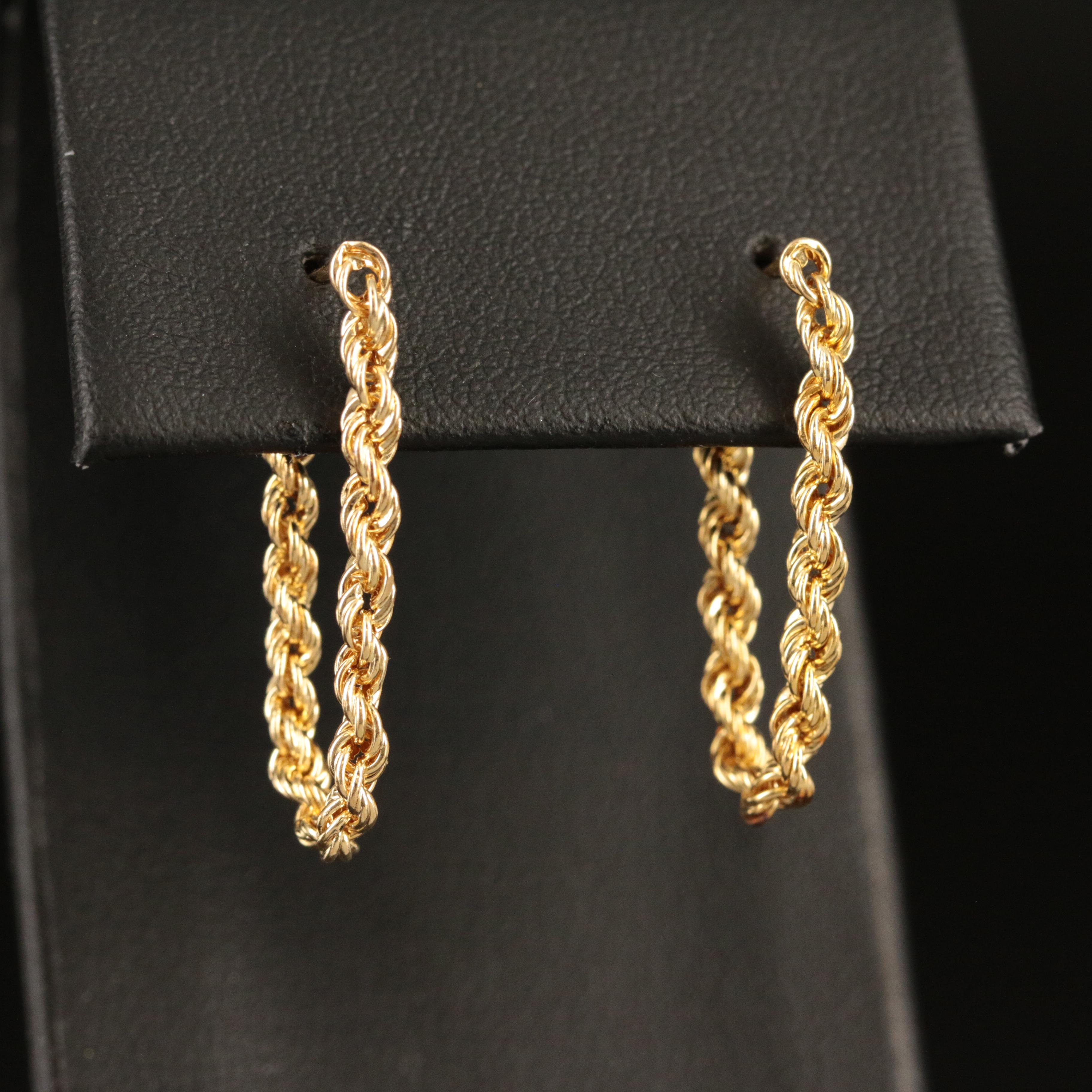 14K Rope Chain Hoop Earrings