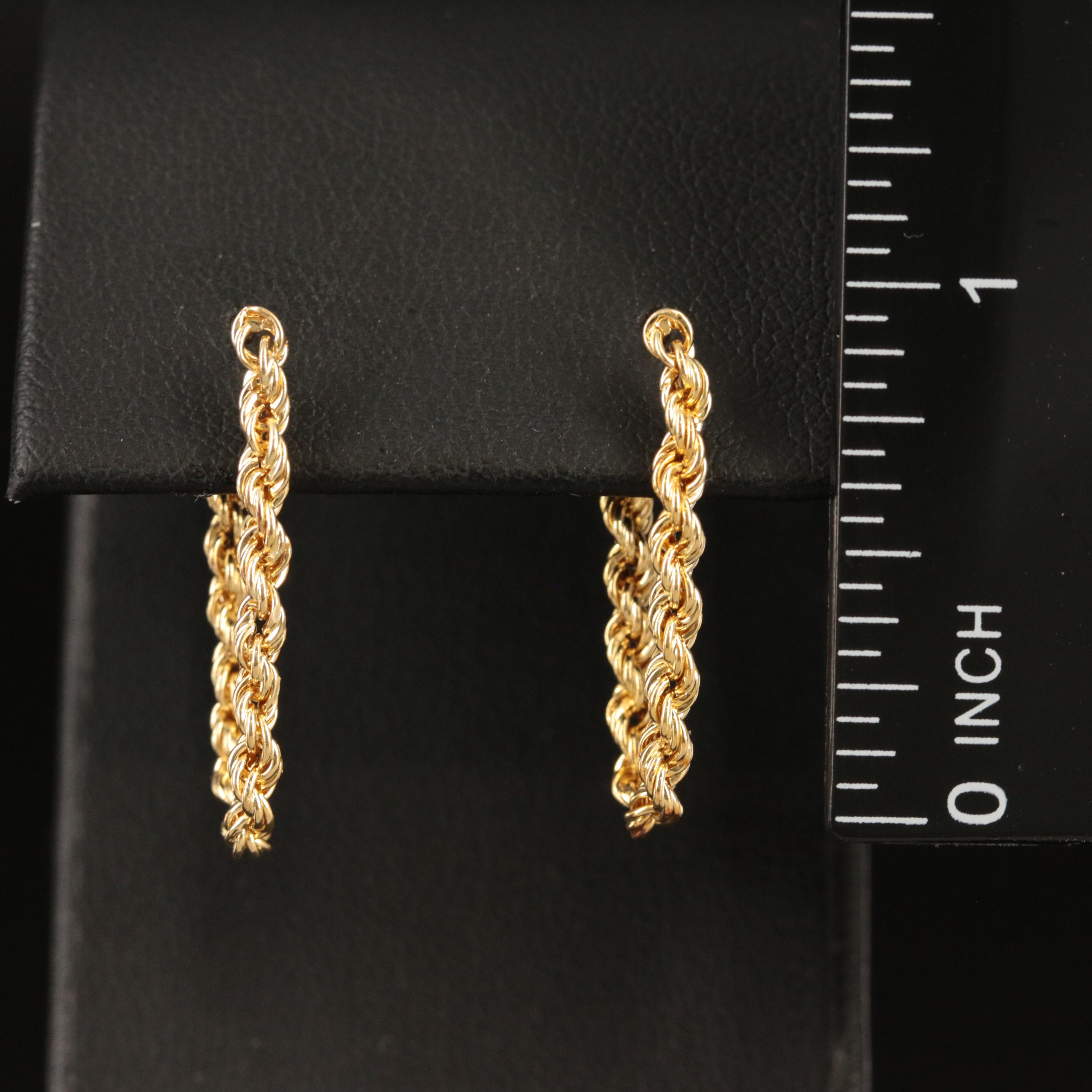 14K Rope Chain Hoop Earrings