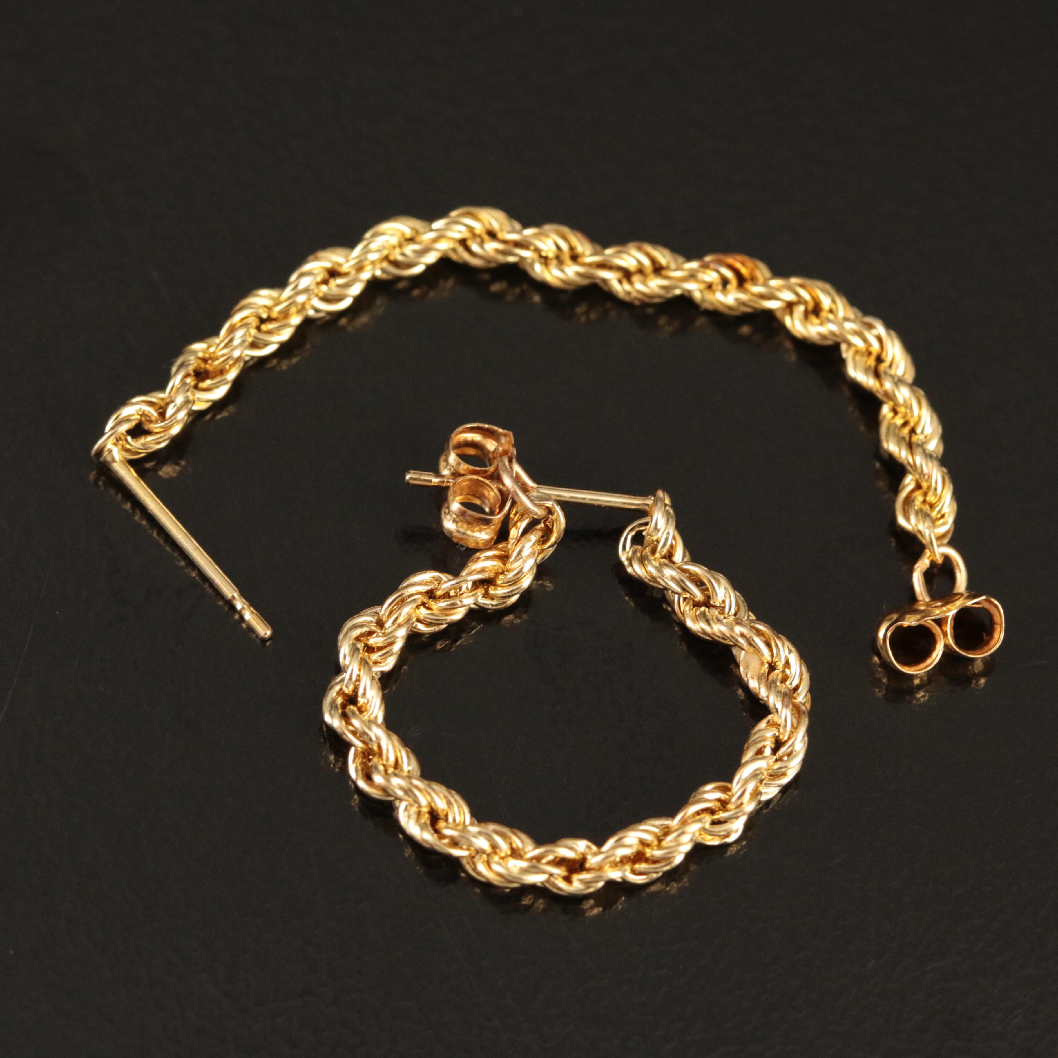 14K Rope Chain Hoop Earrings