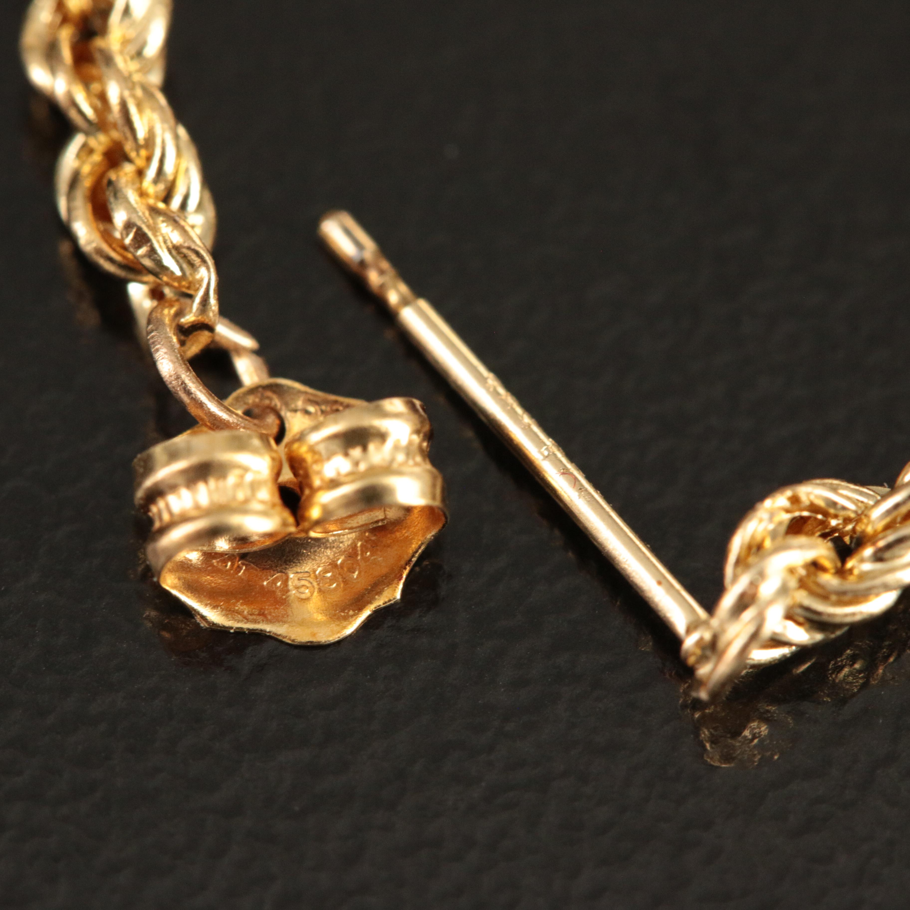 14K Rope Chain Hoop Earrings