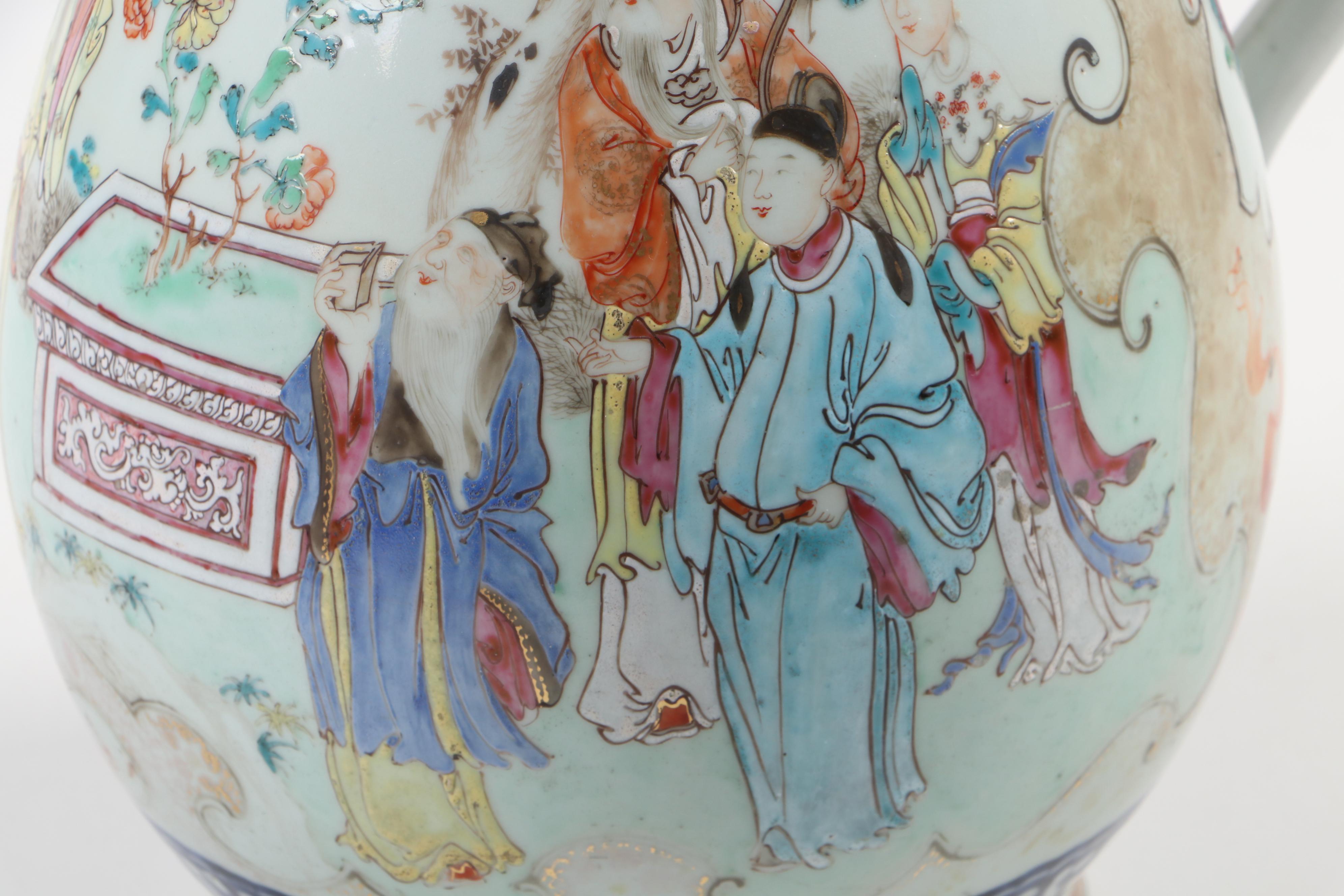 Chinese Export Porcelain Nanking Border Famille Rose Coffee Pot