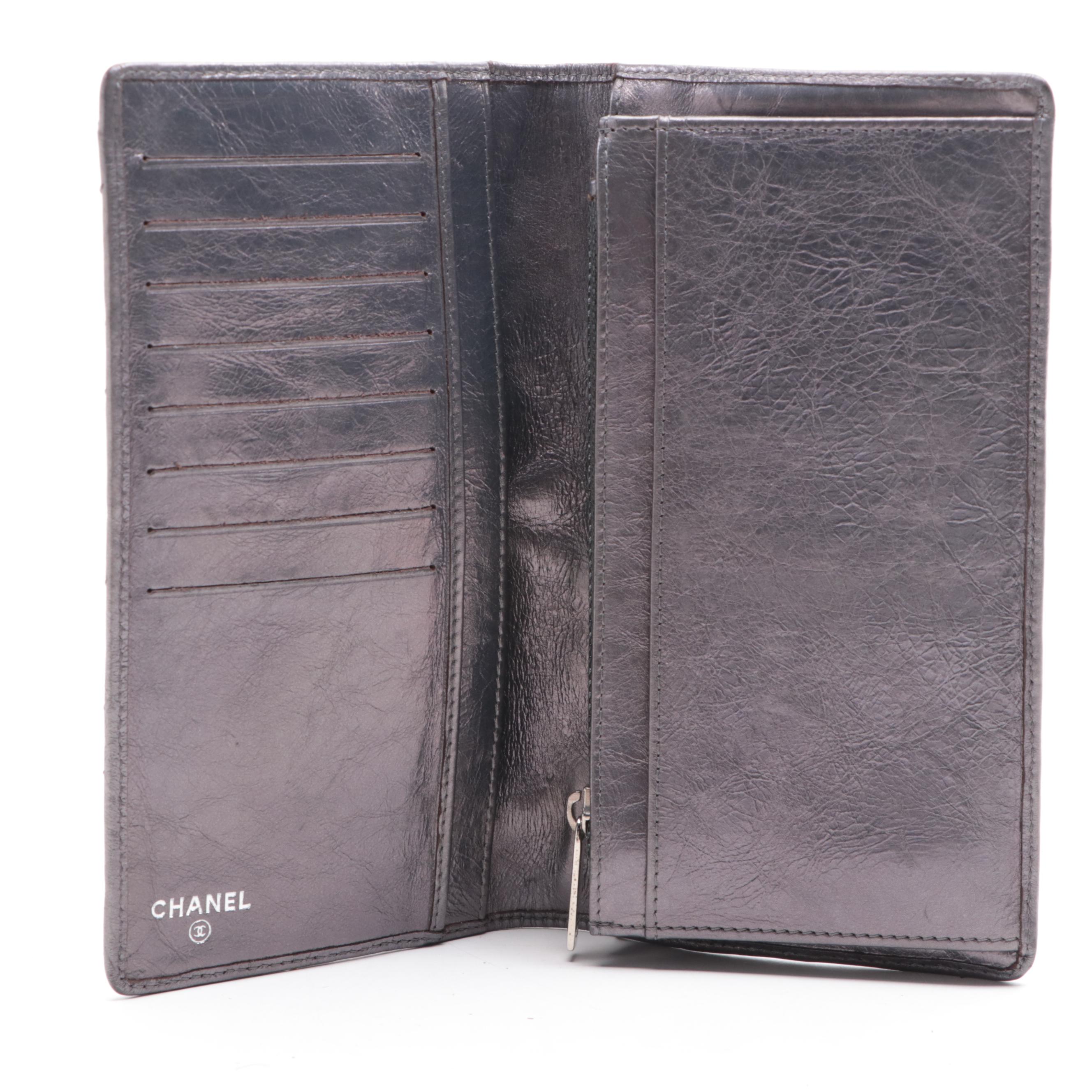 Chanel Quilted Metallic Leather Continental Wallet