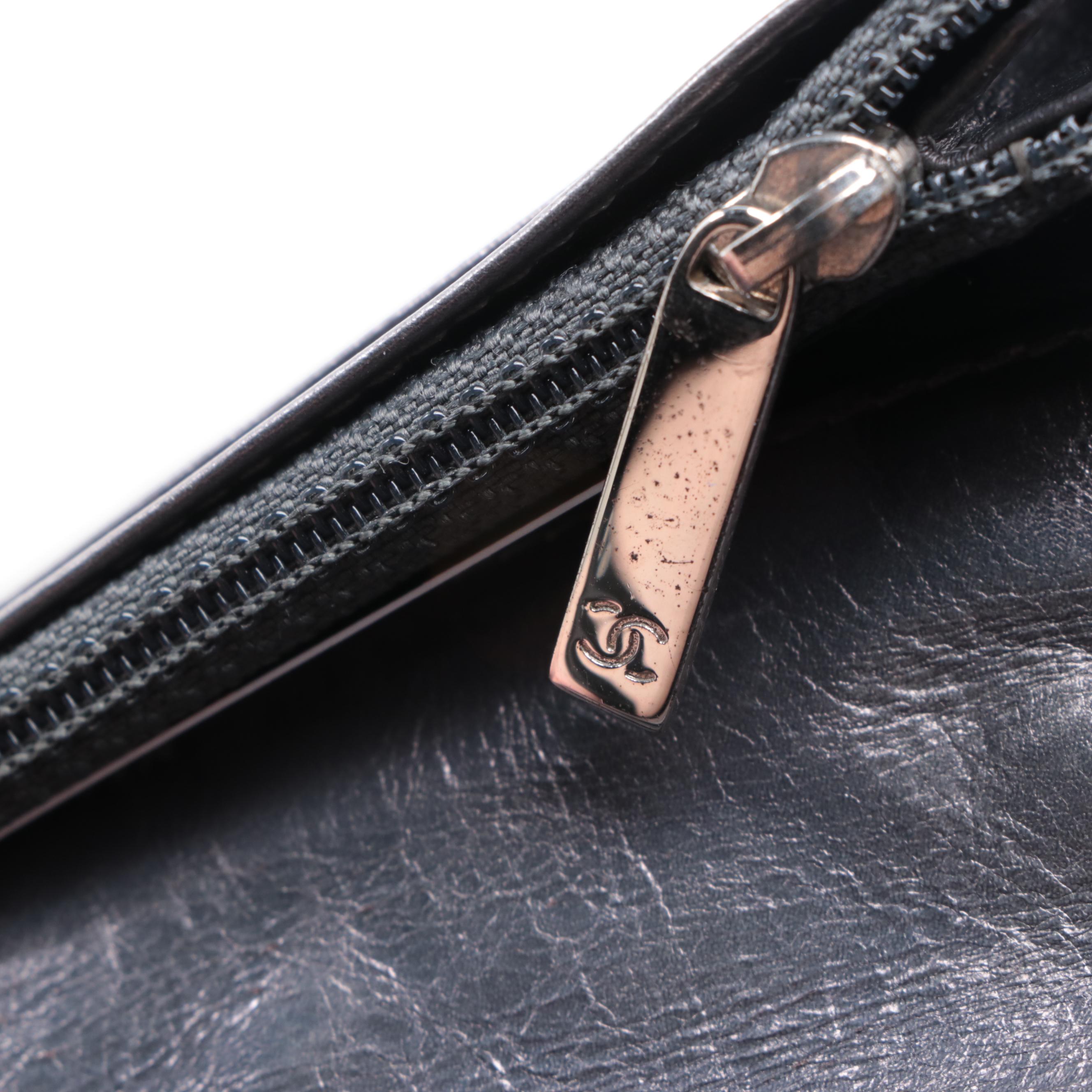 Chanel Quilted Metallic Leather Continental Wallet