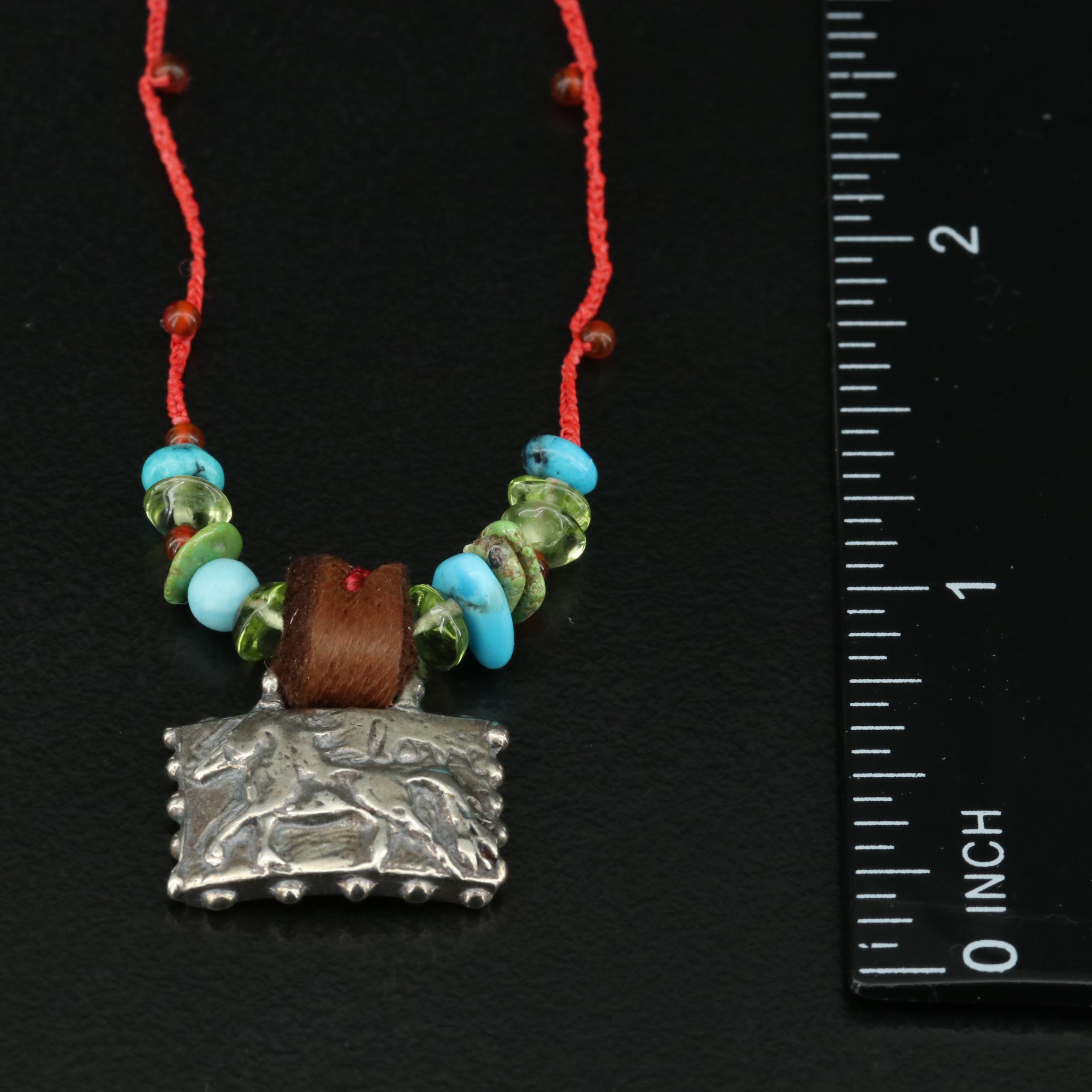 Jes Maharry for Sundance Sterling Gemstone Horse and Love Necklace