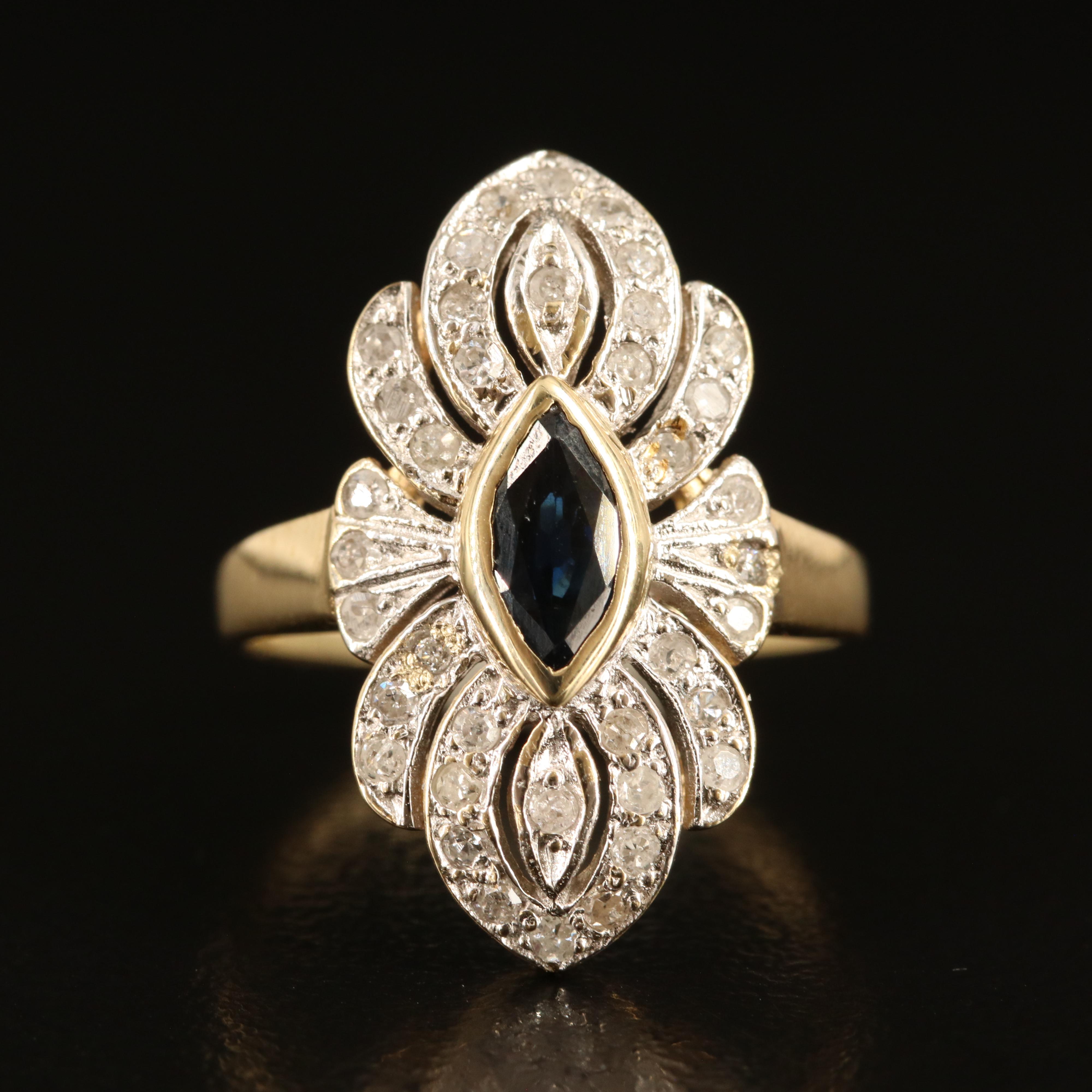14K Sapphire and Diamond Ring