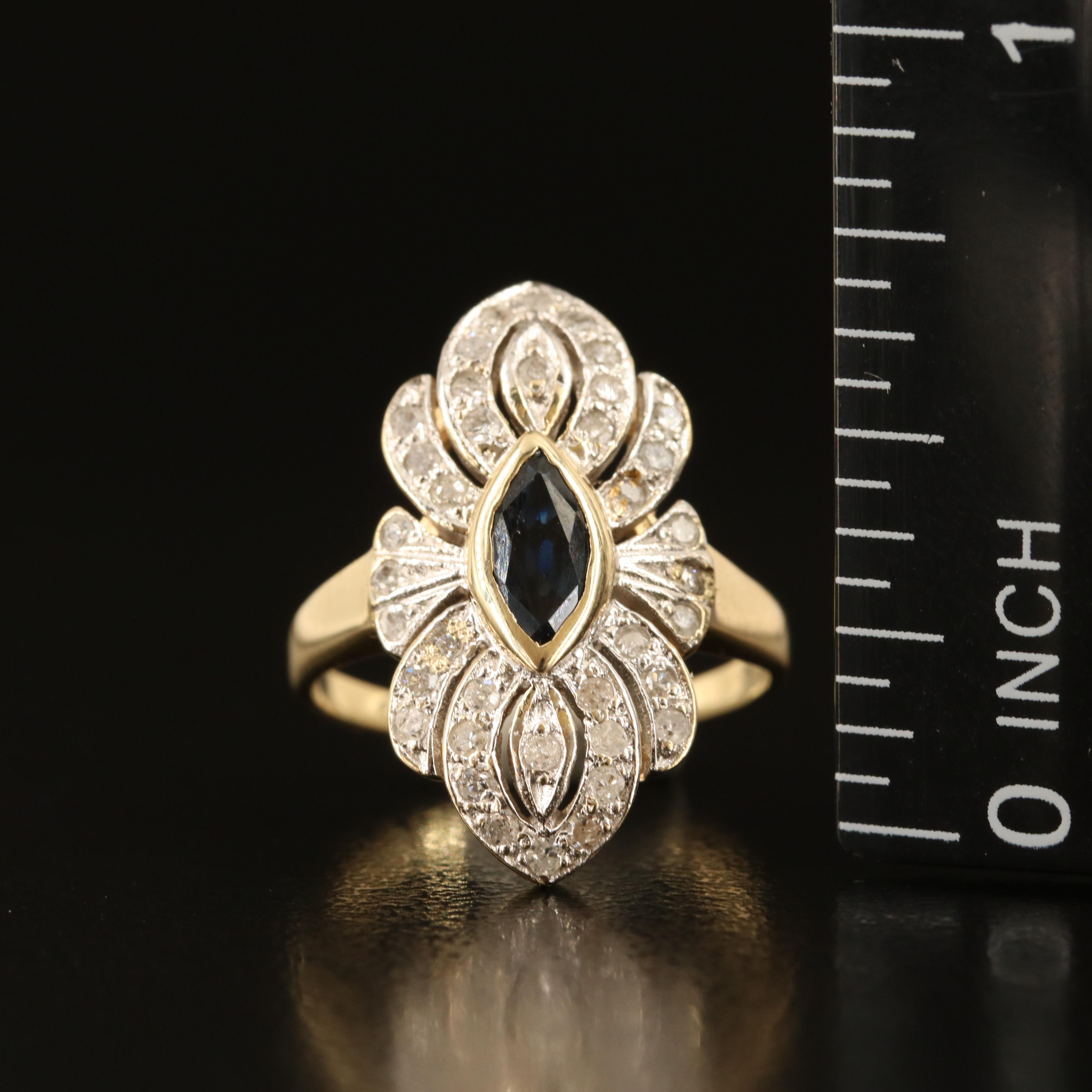 14K Sapphire and Diamond Ring