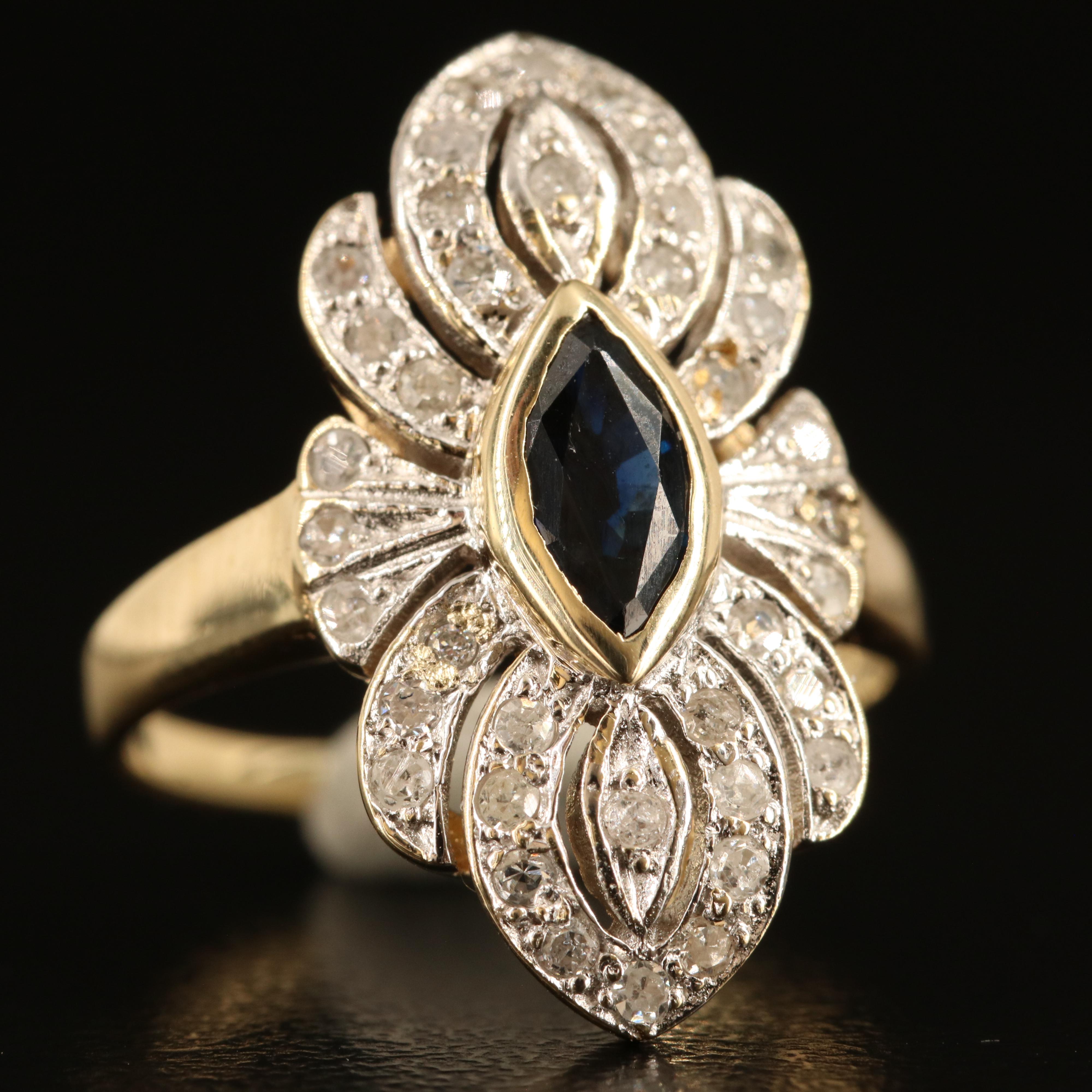 14K Sapphire and Diamond Ring