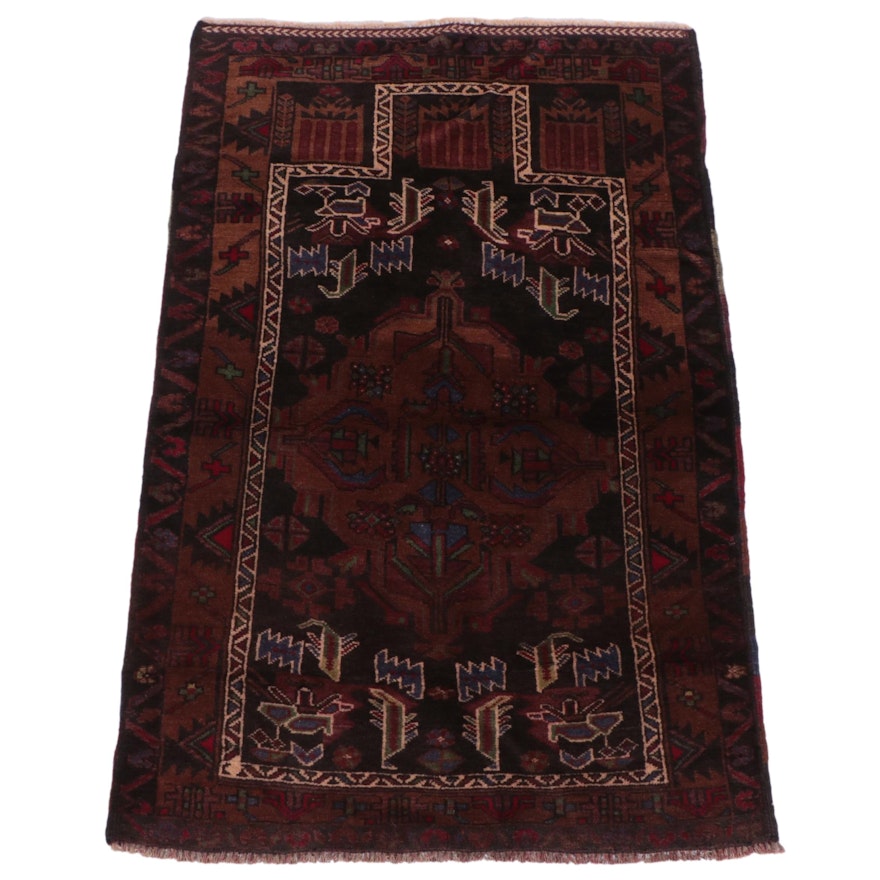 2'8 x 4'2 Hand-Knotted Afghan Baluch Prayer Rug