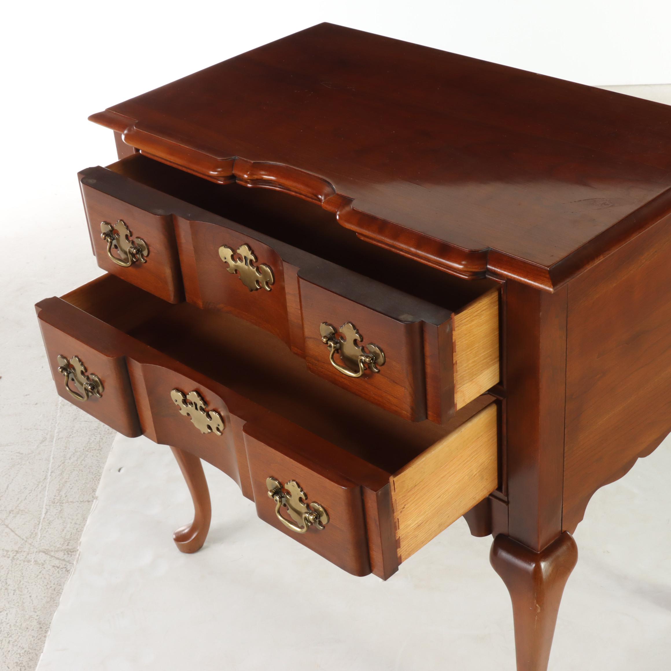 Queen Anne Style Cherrywood Blockfront Lowboy, Late 20th Century
