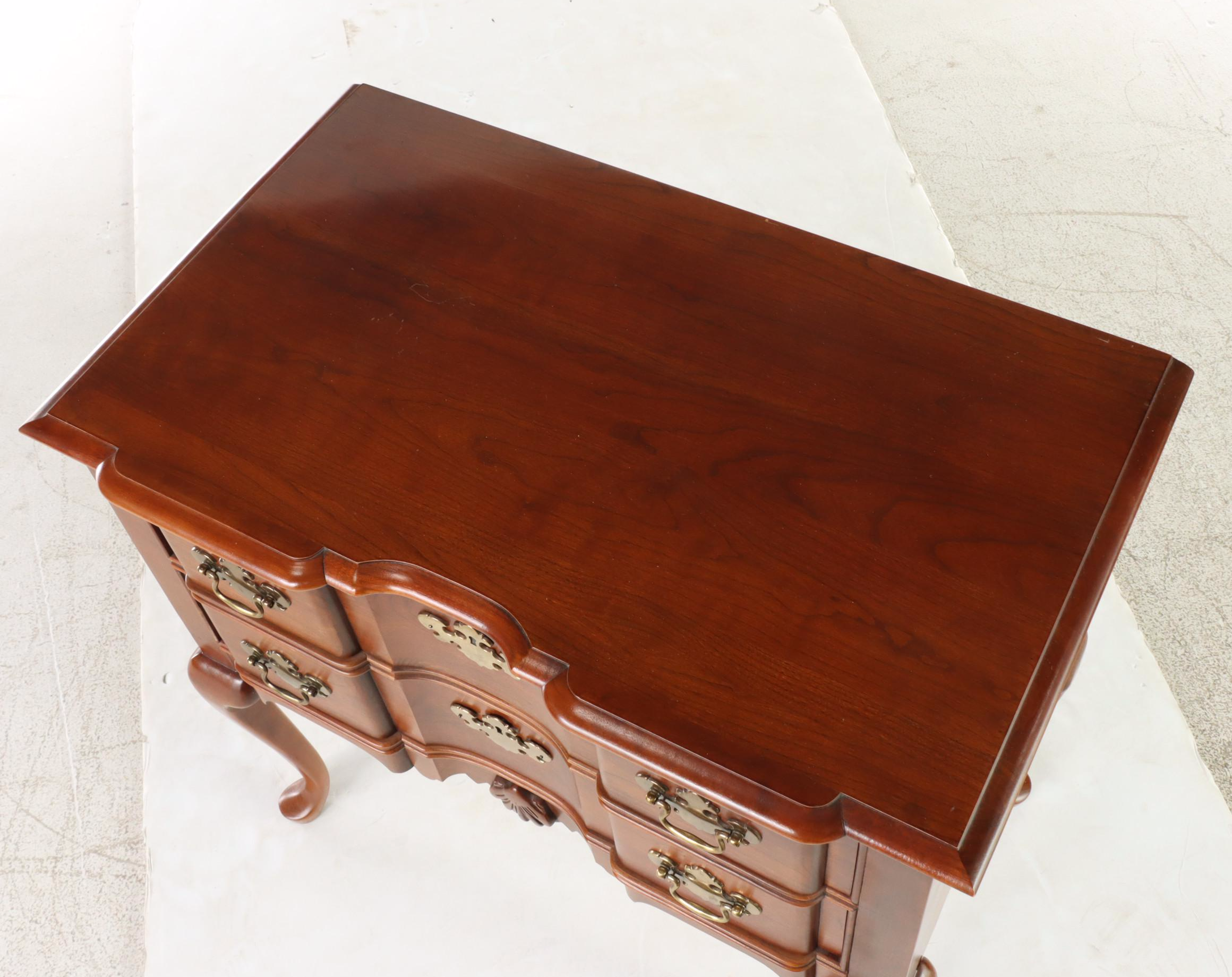 Queen Anne Style Cherrywood Blockfront Lowboy, Late 20th Century