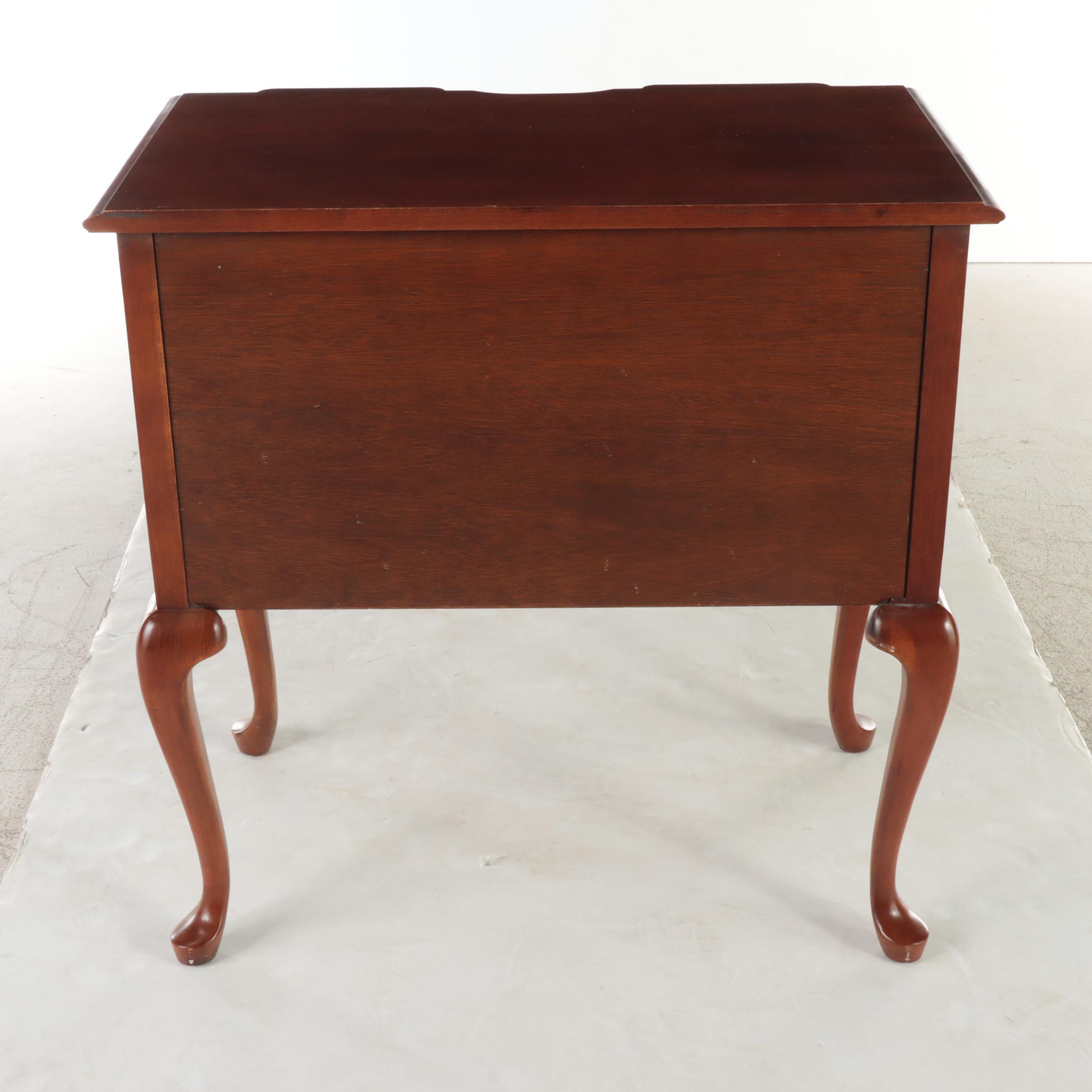 Queen Anne Style Cherrywood Blockfront Lowboy, Late 20th Century