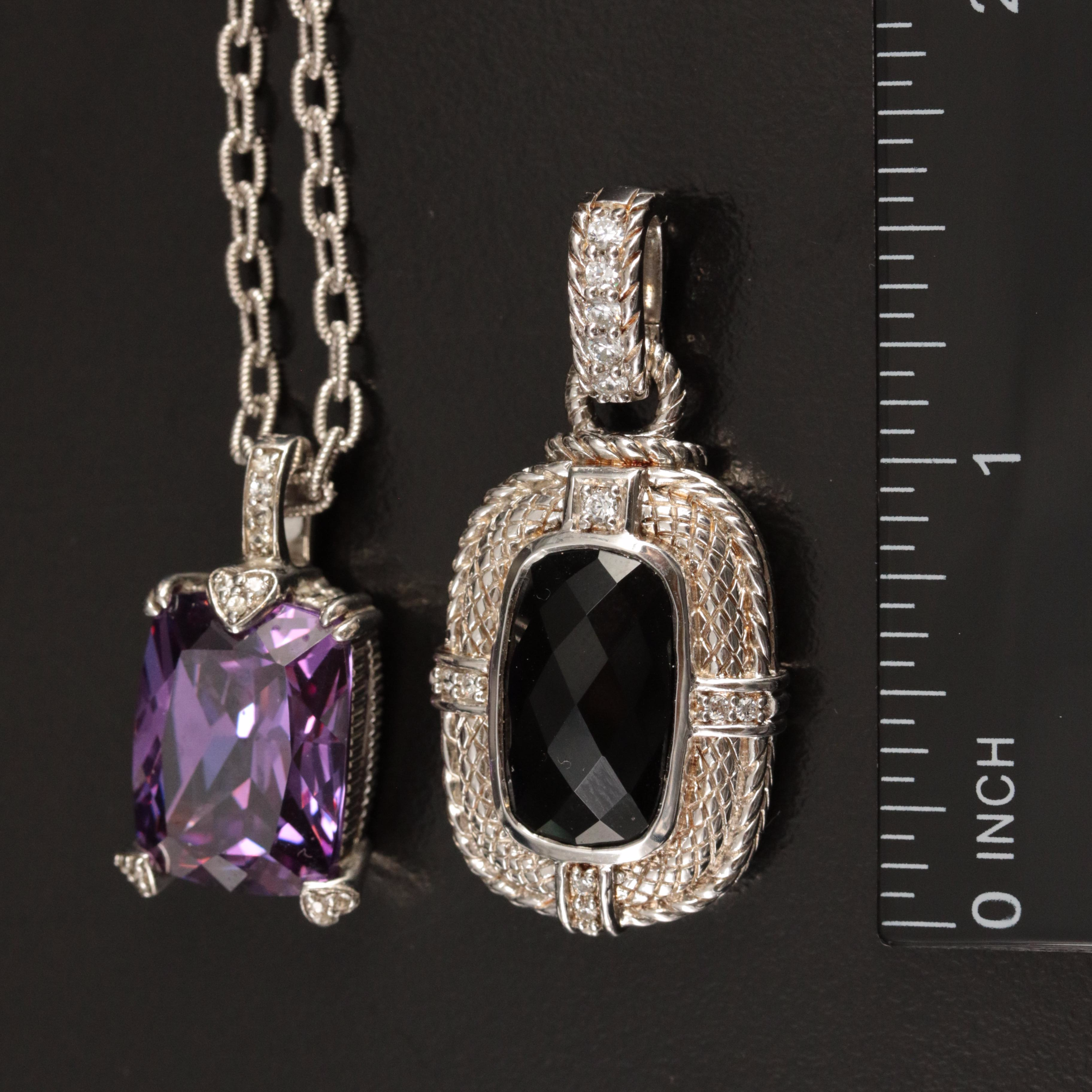 Judith Ripka Sterling Enhancer Pendant, Bracelet and Enhancer Pendant Necklace