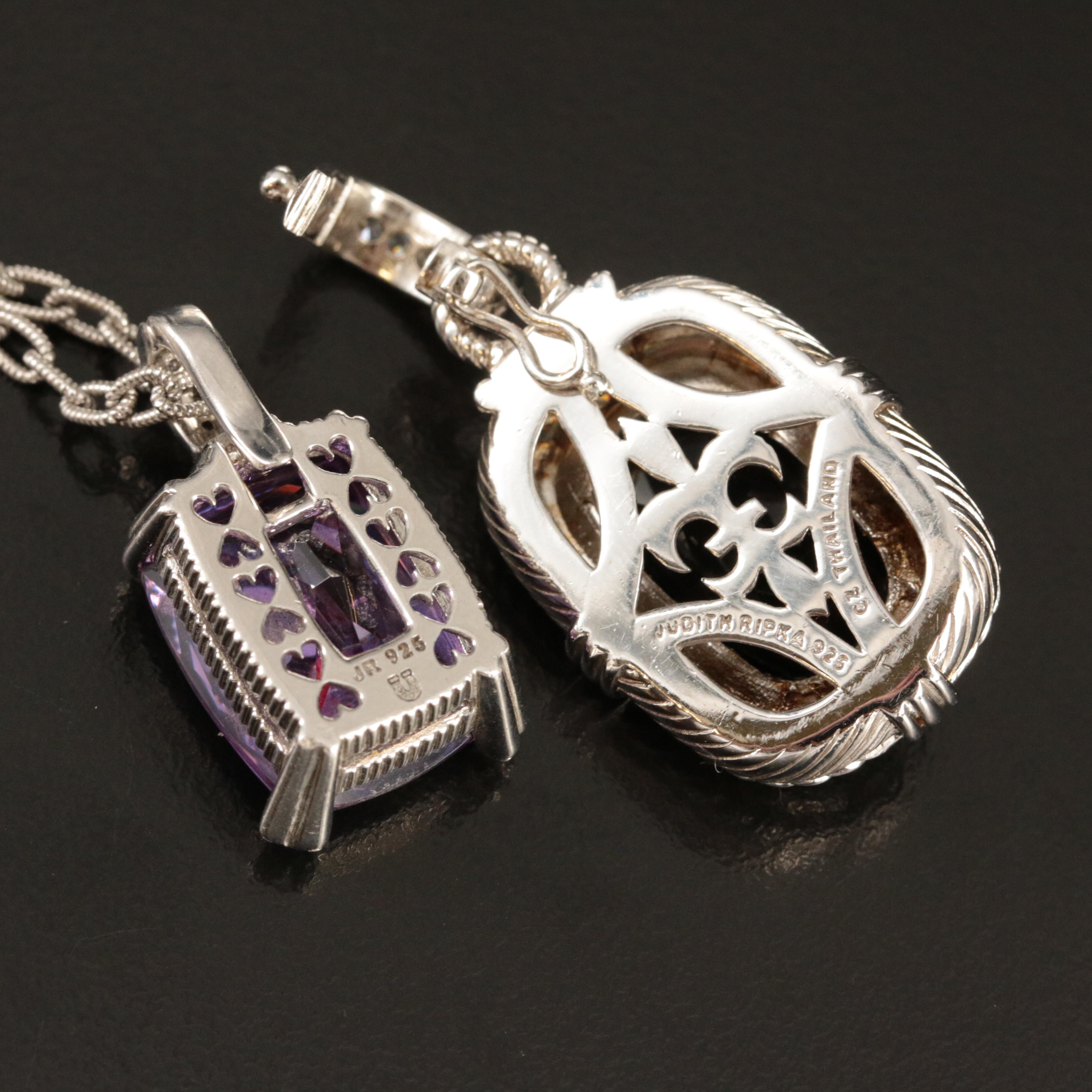 Judith Ripka Sterling Enhancer Pendant, Bracelet and Enhancer Pendant Necklace