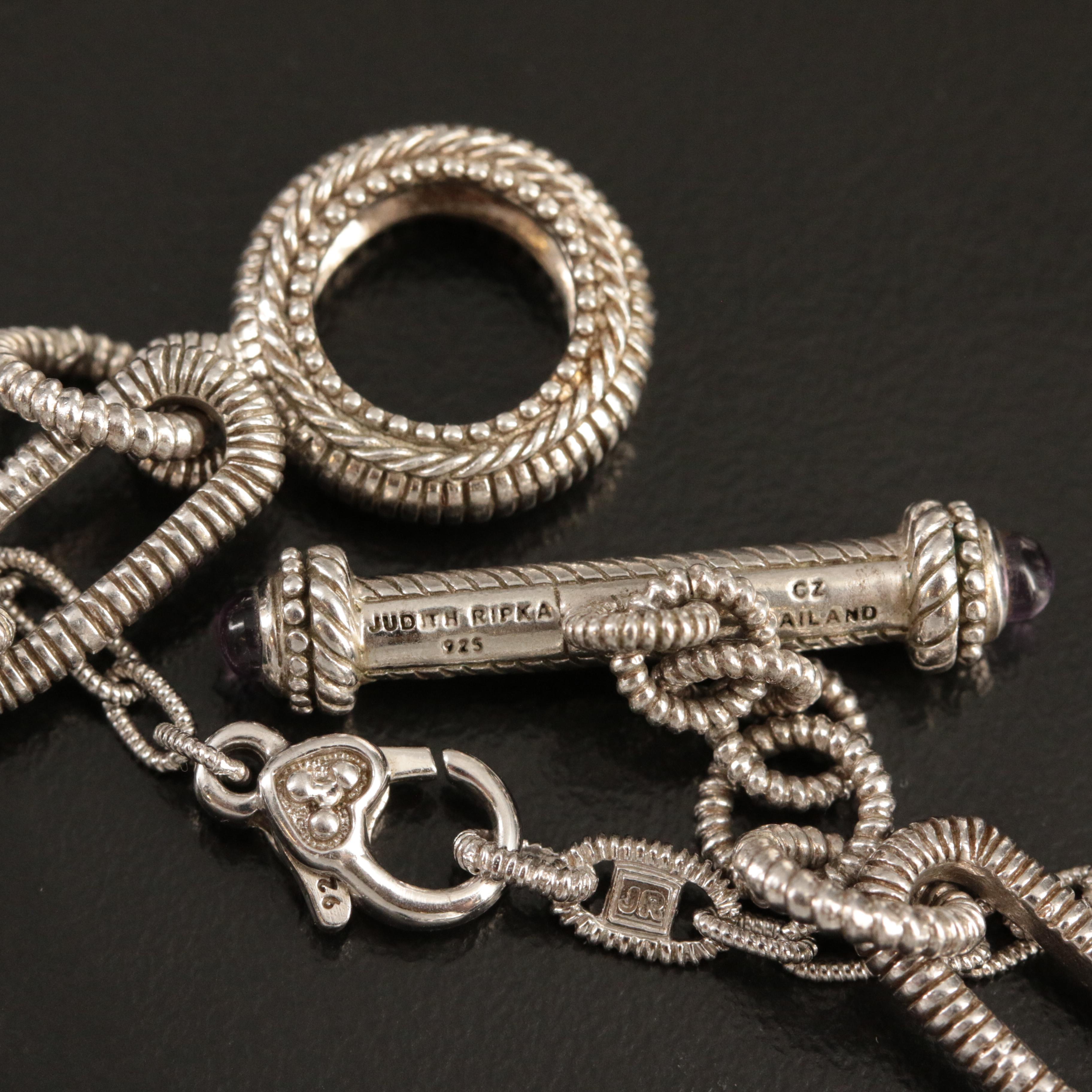 Judith Ripka Sterling Enhancer Pendant, Bracelet and Enhancer Pendant Necklace