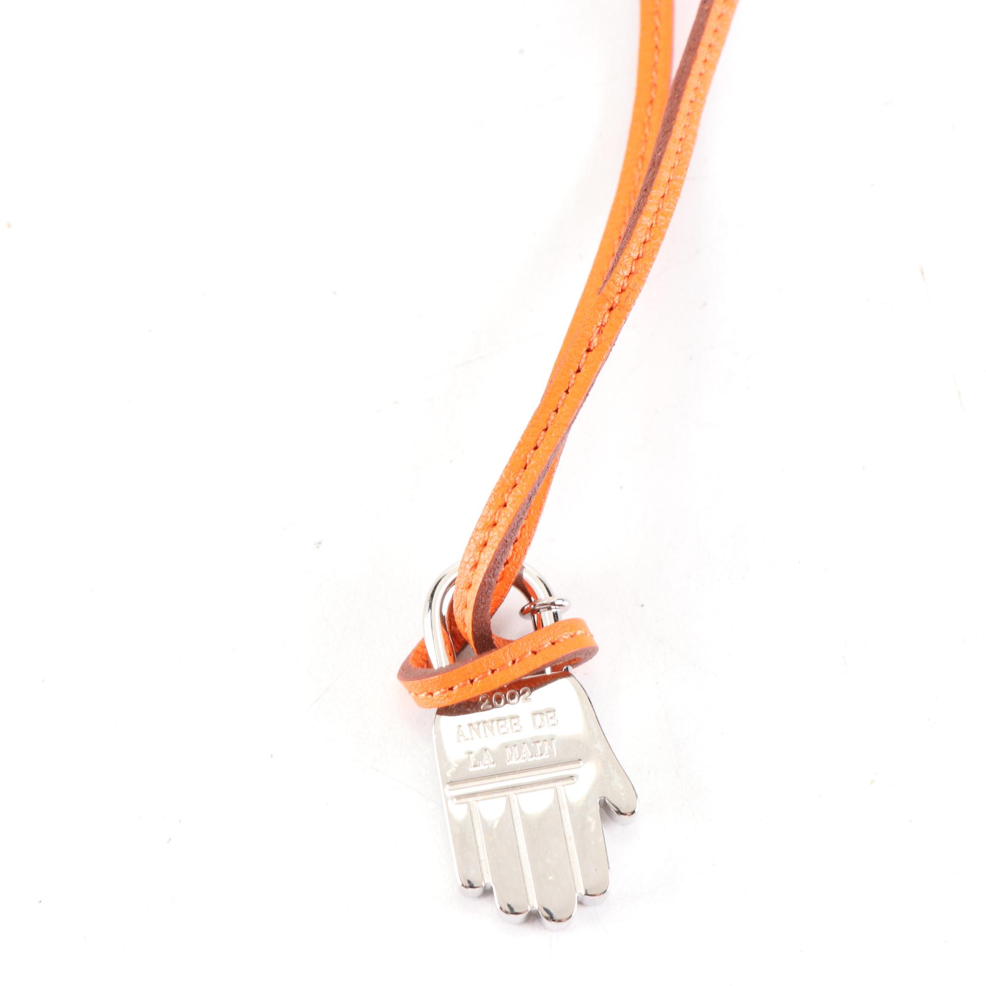 Hermès 2002 Annee Le Main Cadena Hand Charm with Leather Strap