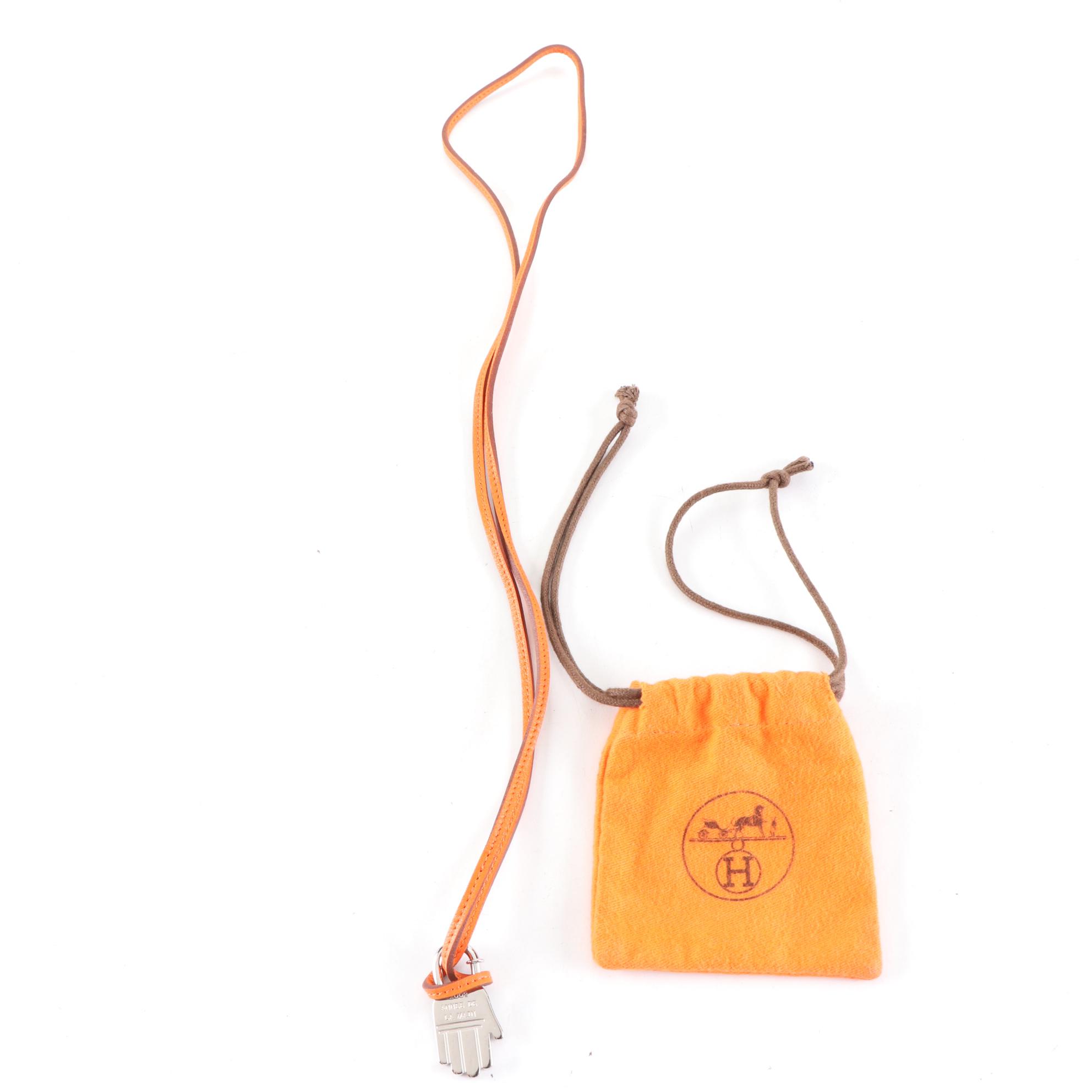 Hermès 2002 Annee Le Main Cadena Hand Charm with Leather Strap