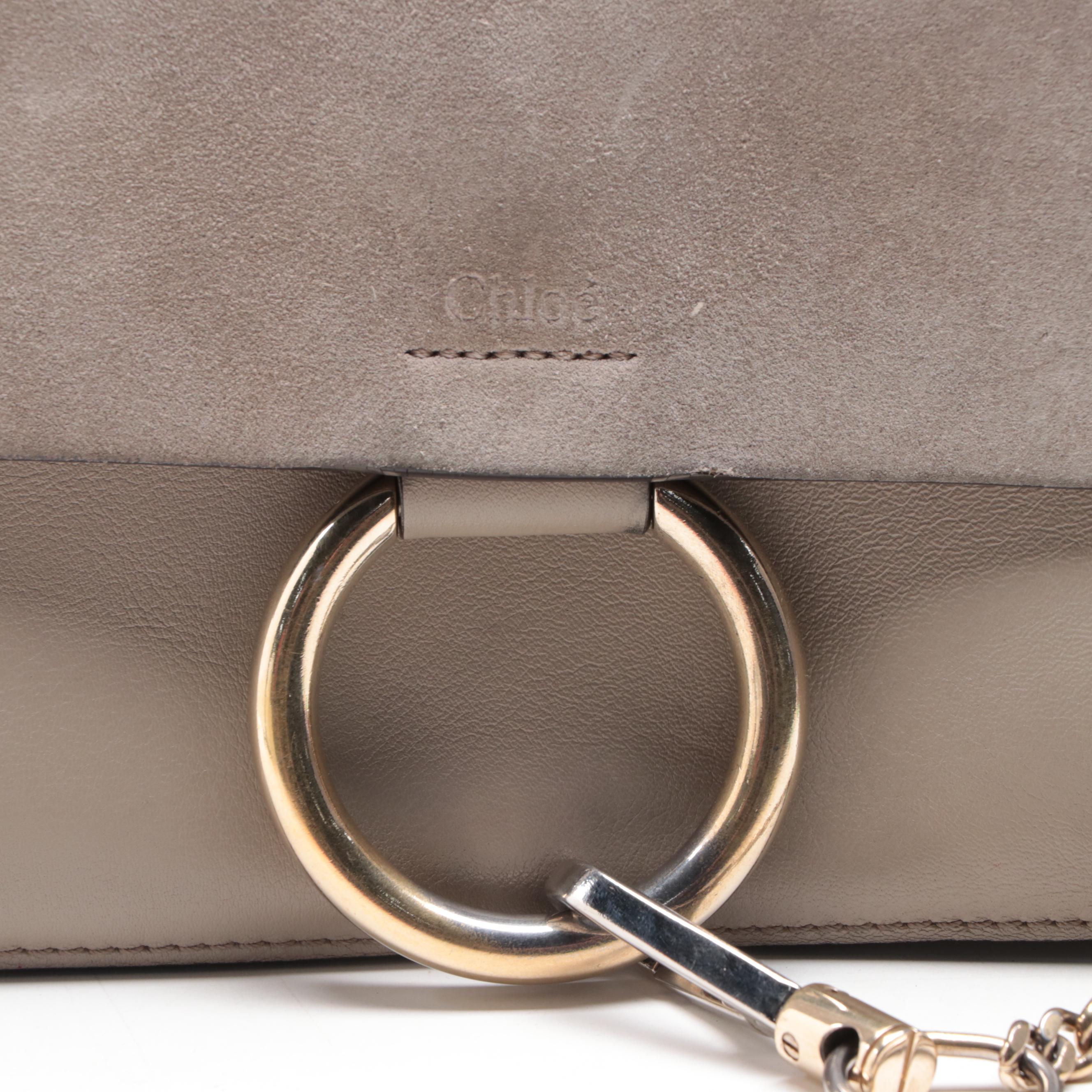 Chloé Faye Small Shoulder Bag in Leather and Suede