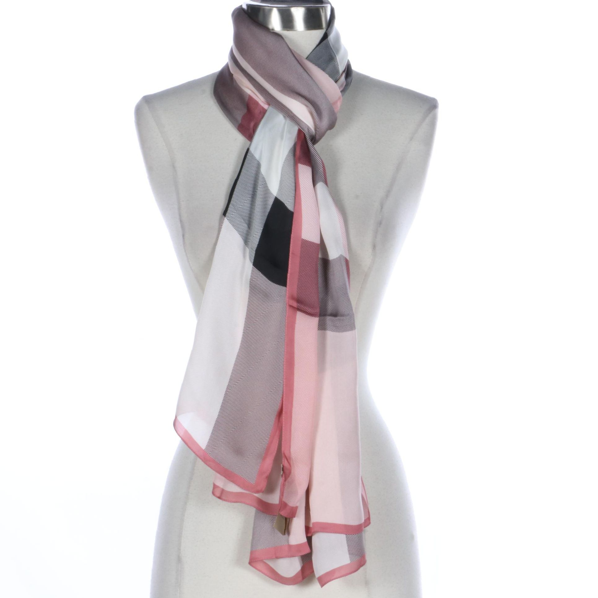 Burberry Plaid Silk Scarf Wrap