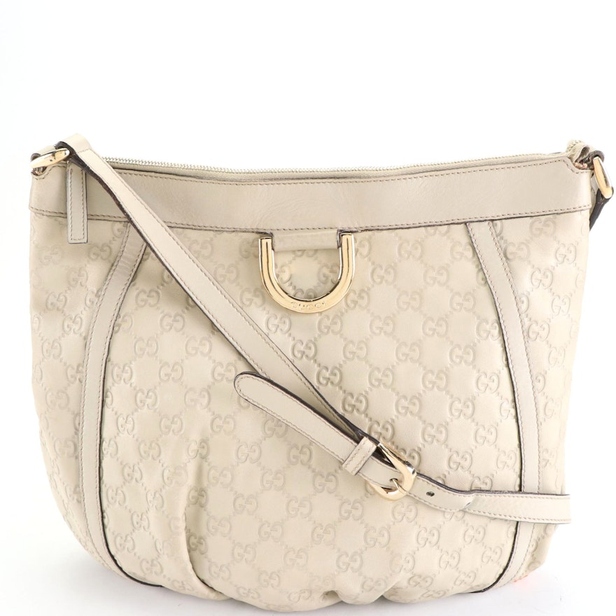 Gucci Abbey Shoulder Bag in GG Embossed and Smooth Leather