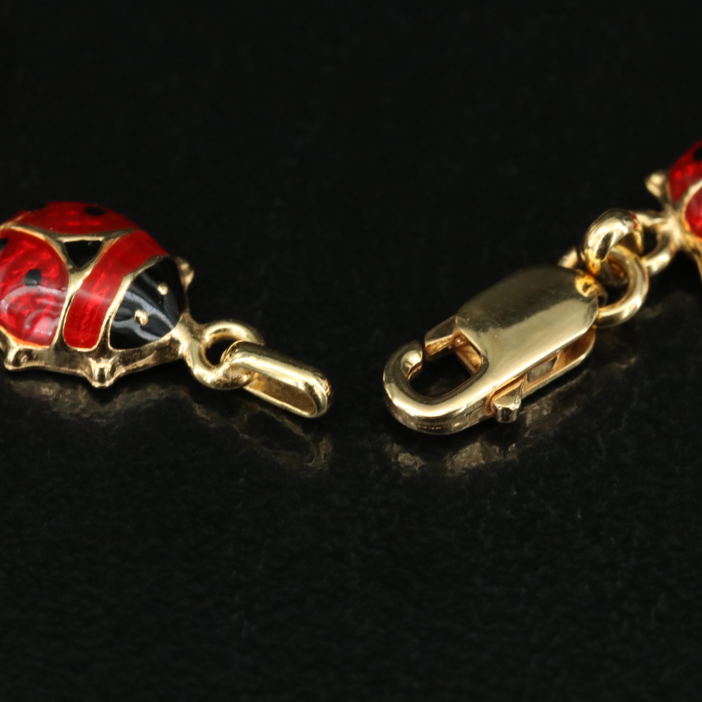 14K Enamel Ladybug Bracelet