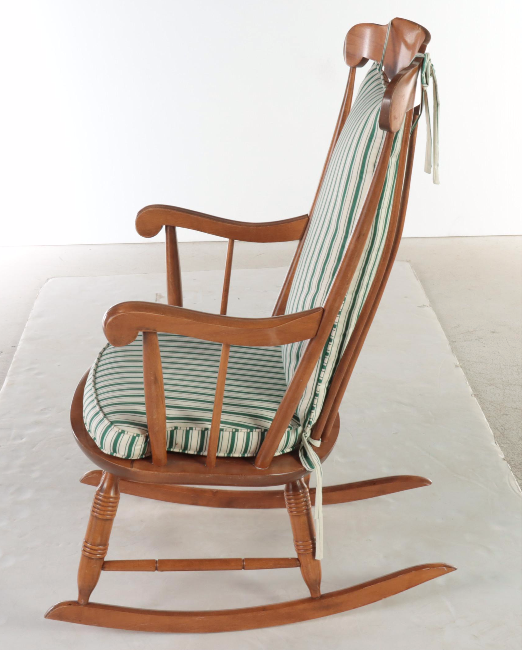 Nichols & Stone Co. Classical Style Maple Rod-Back Rocker, Late 20th Century