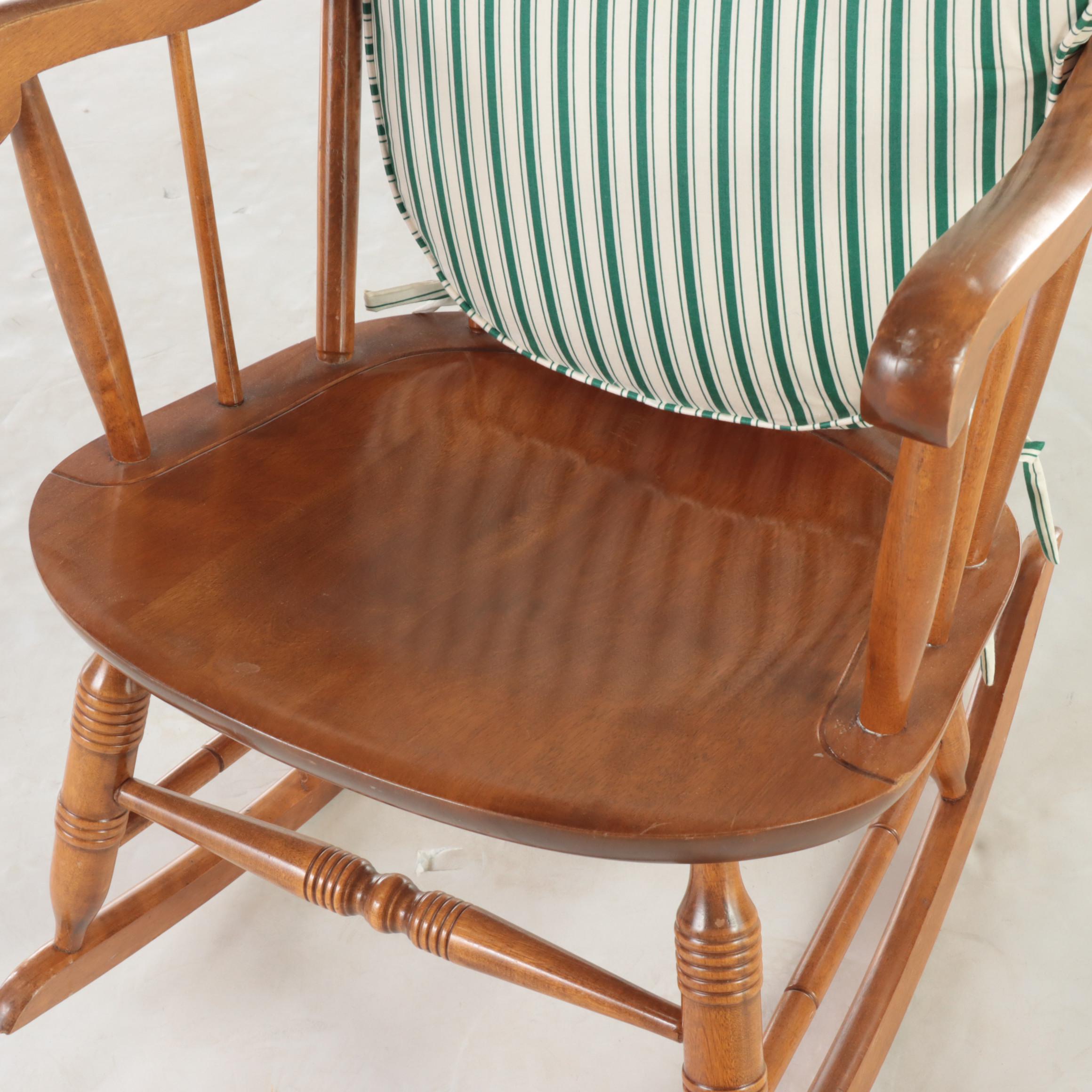 Nichols & Stone Co. Classical Style Maple Rod-Back Rocker, Late 20th Century