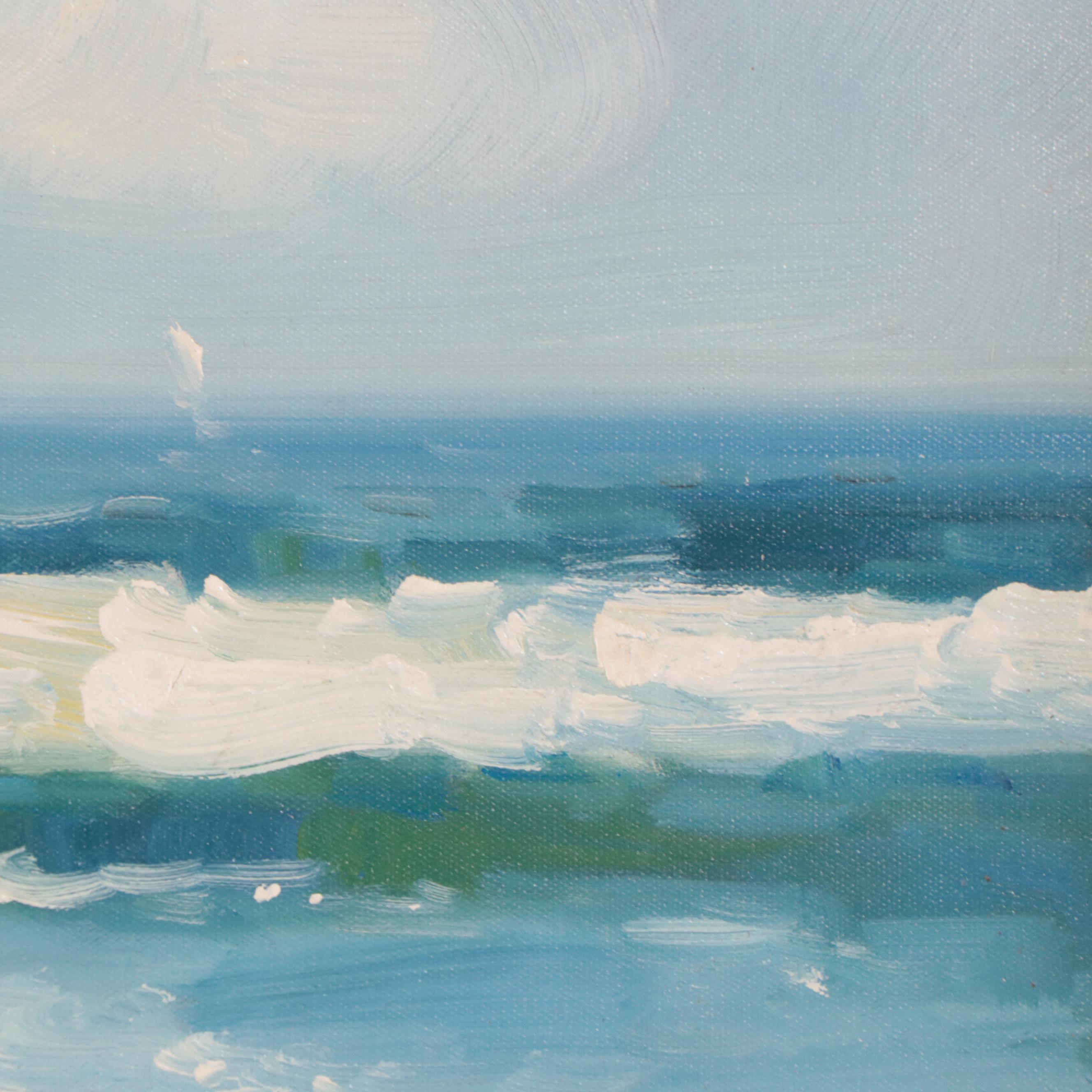 Impressionist Style Oil Painting of Beach Scene