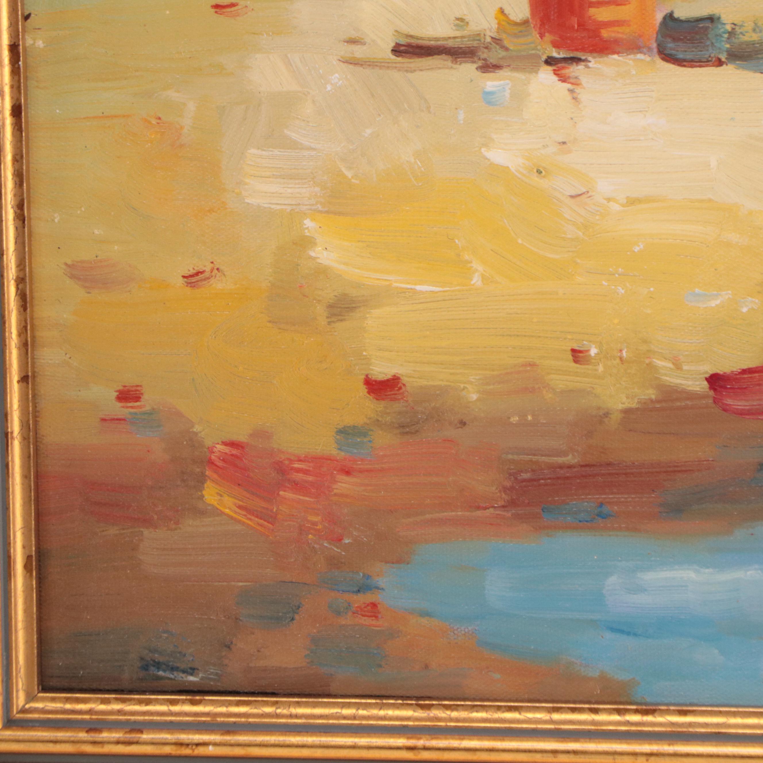 Impressionist Style Oil Painting of Beach Scene