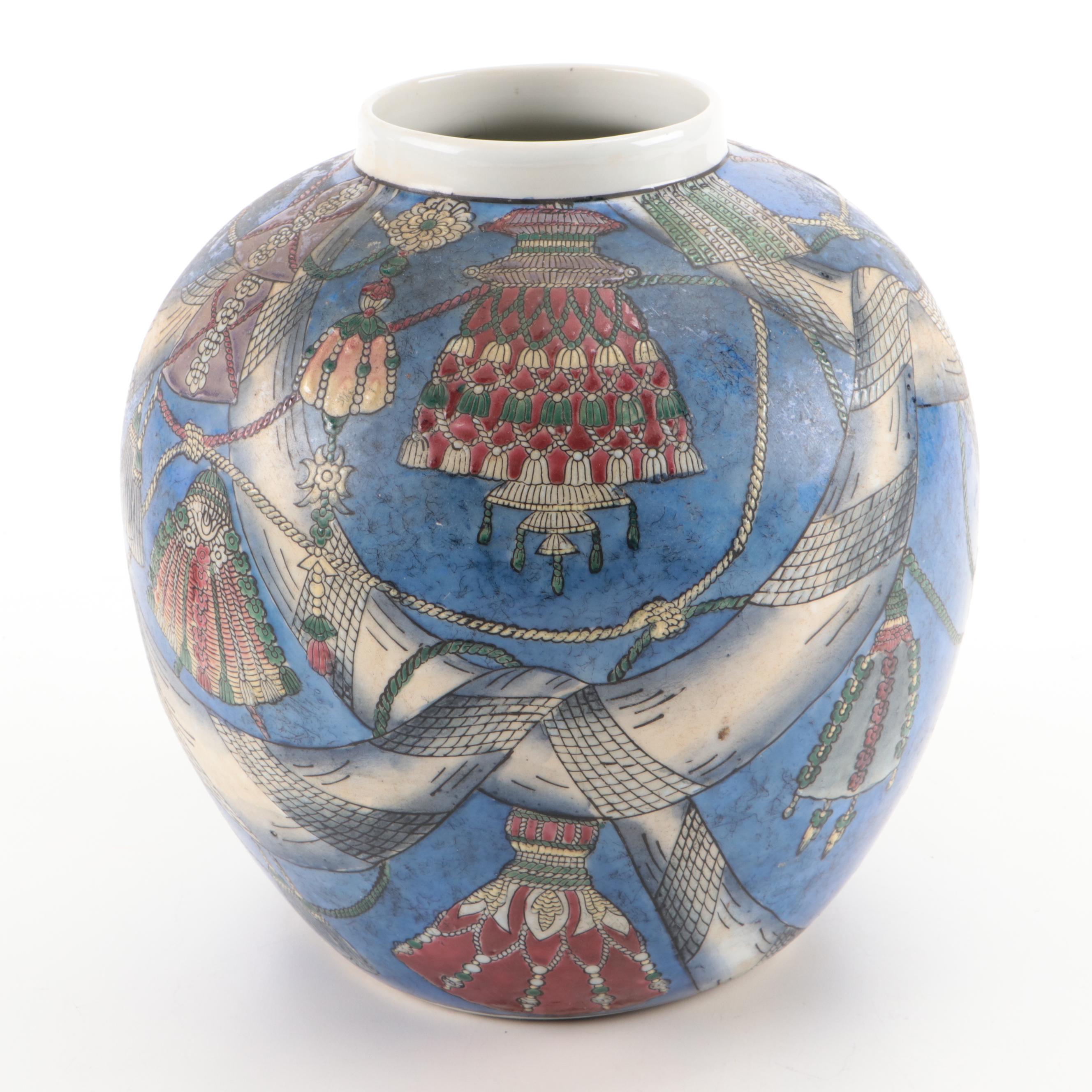 Royal Winton "May" Ceramic Plates with Chinese Porcelain Vases