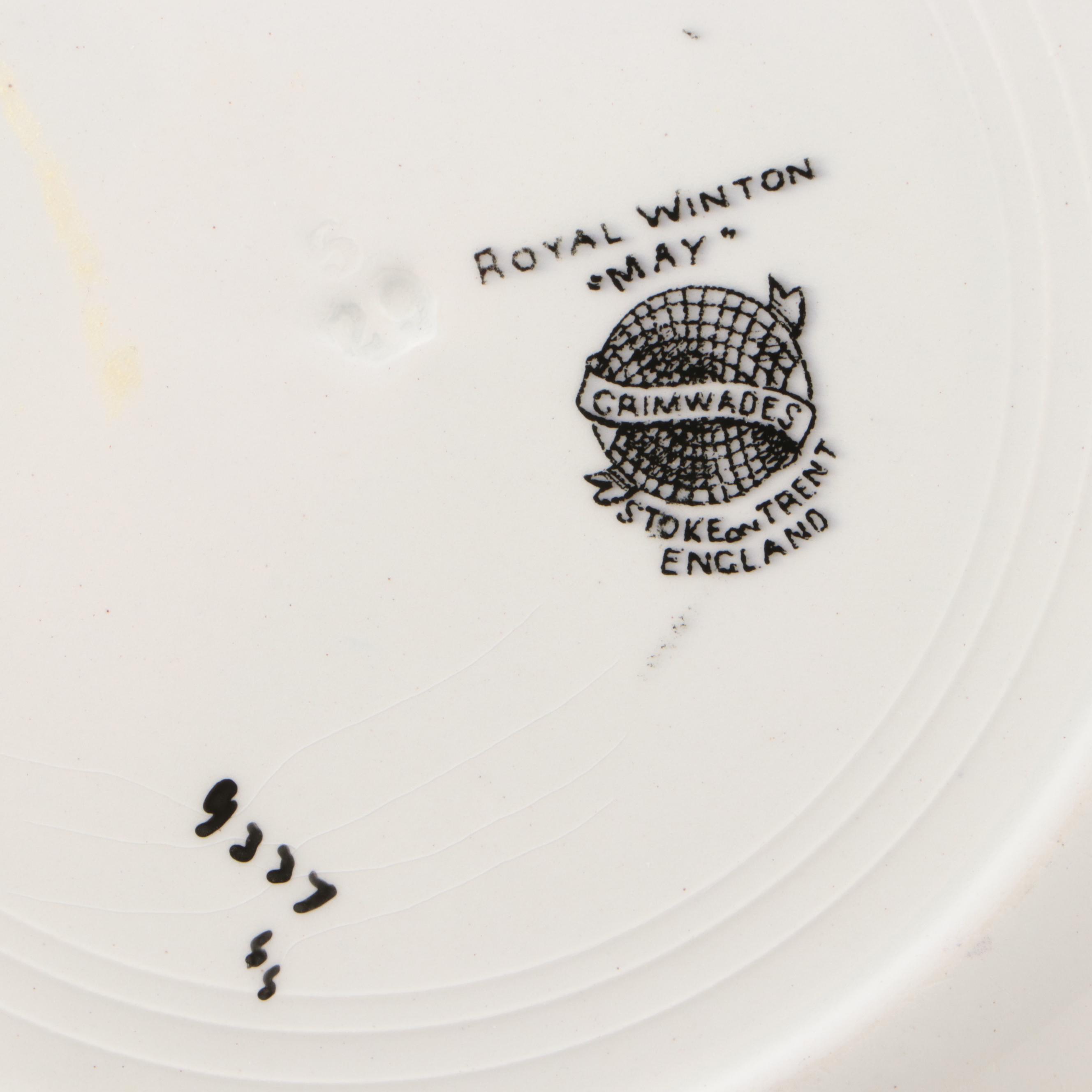 Royal Winton "May" Ceramic Plates with Chinese Porcelain Vases