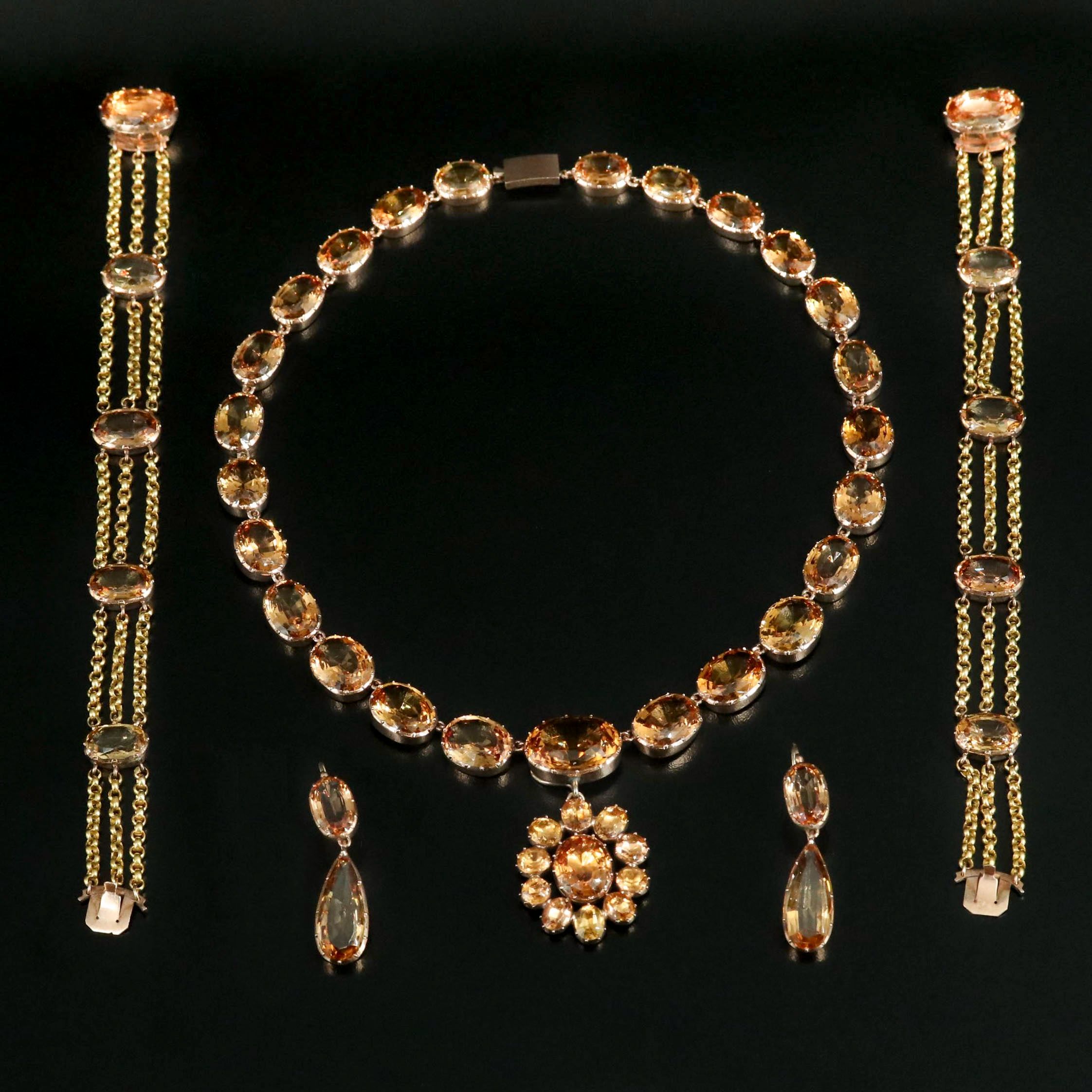 Georgian 209.60 CTW Topaz Parure in 10K & 18K, Marshall Field's Provenance