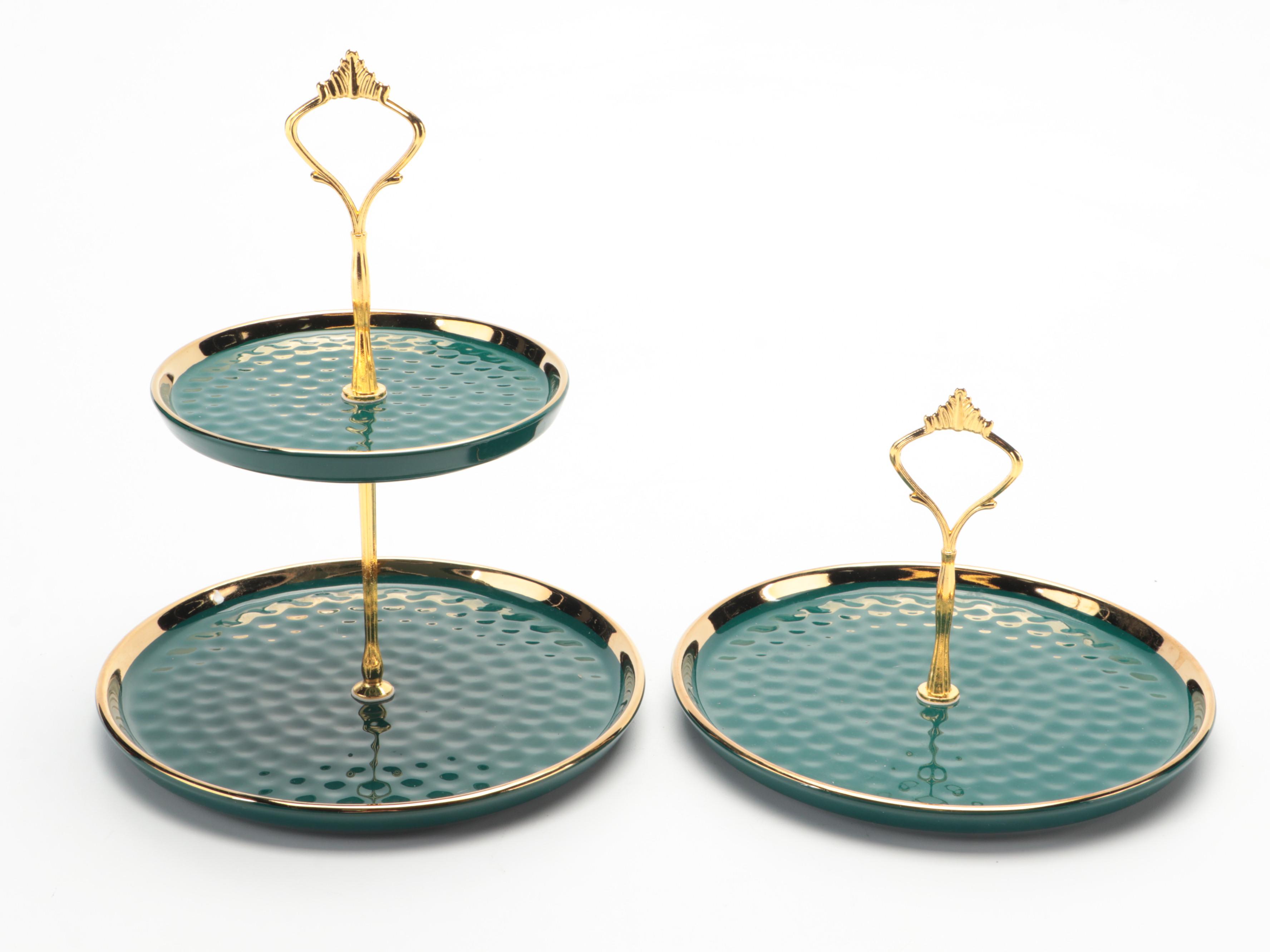 Glass Charger with Ceramic Tidbit Trays