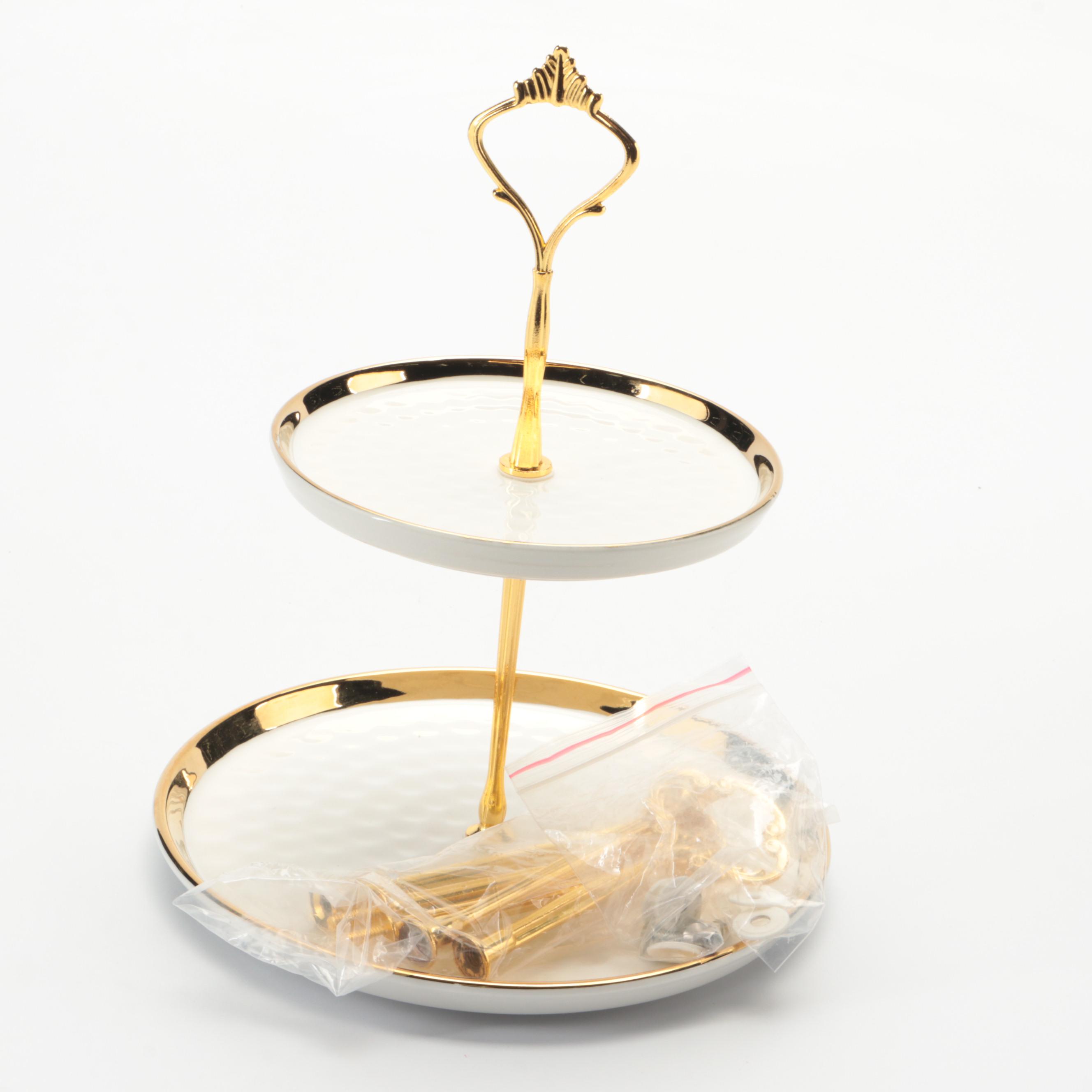 Glass Charger with Ceramic Tidbit Trays