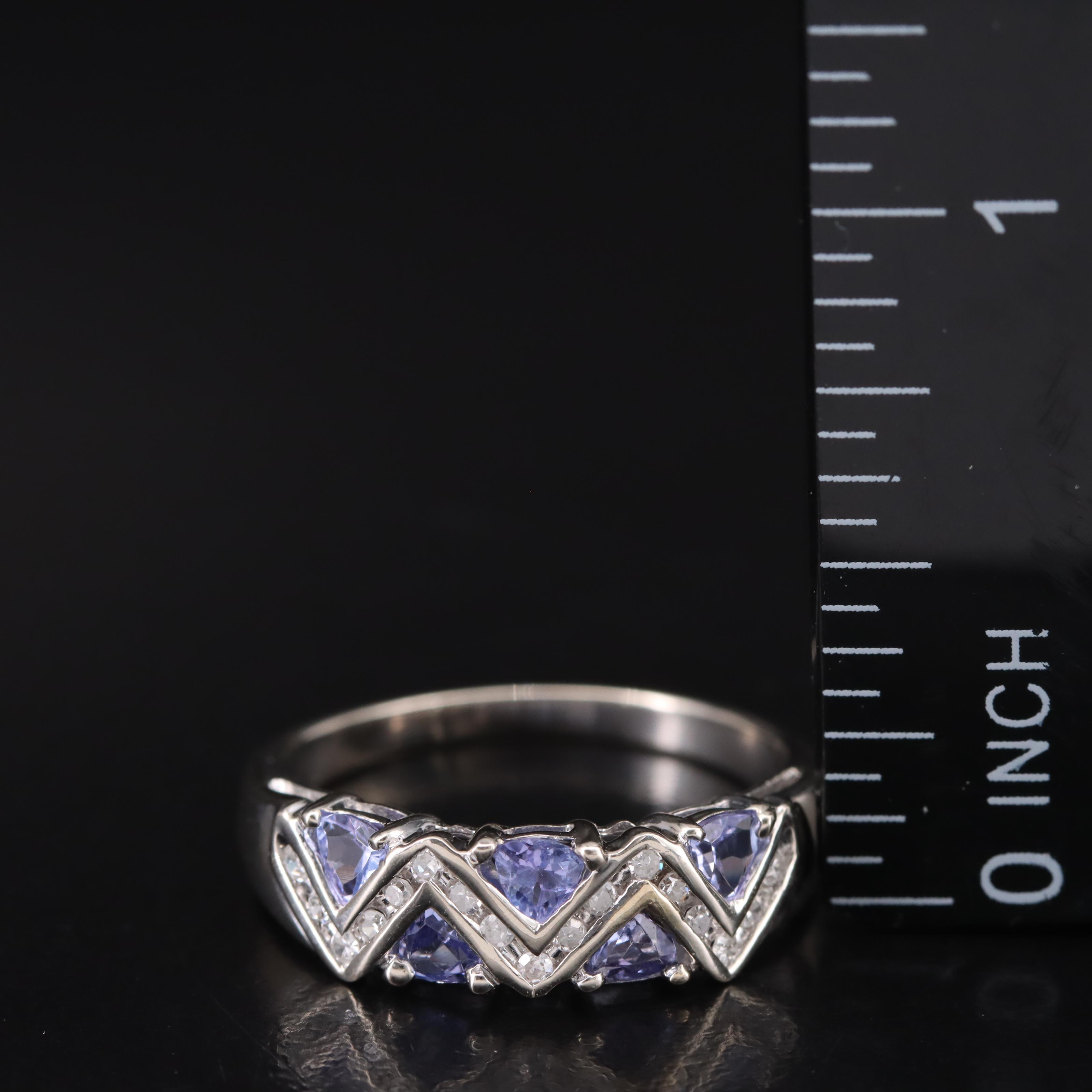 14K Tanzanite and Diamond Wave Ring