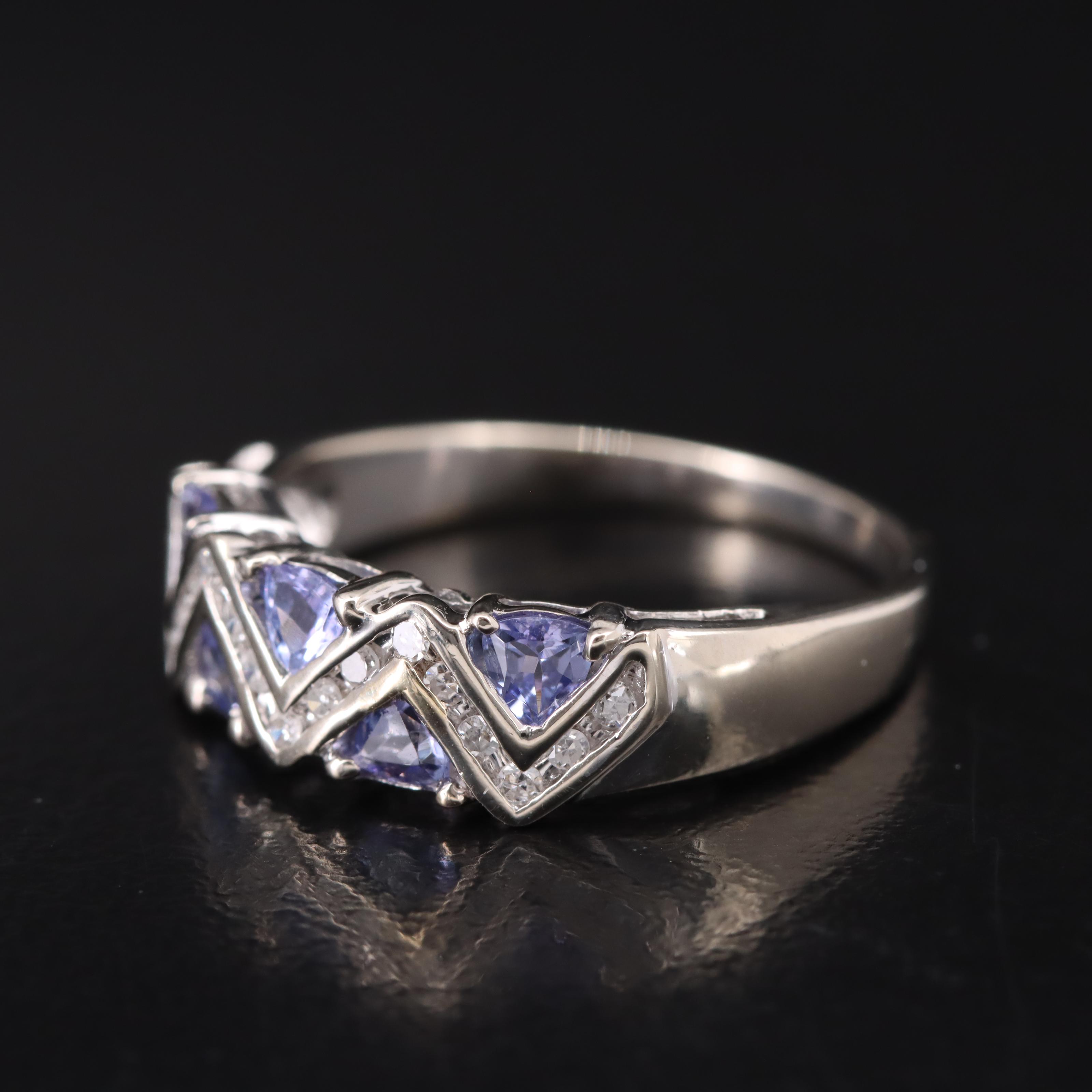 14K Tanzanite and Diamond Wave Ring