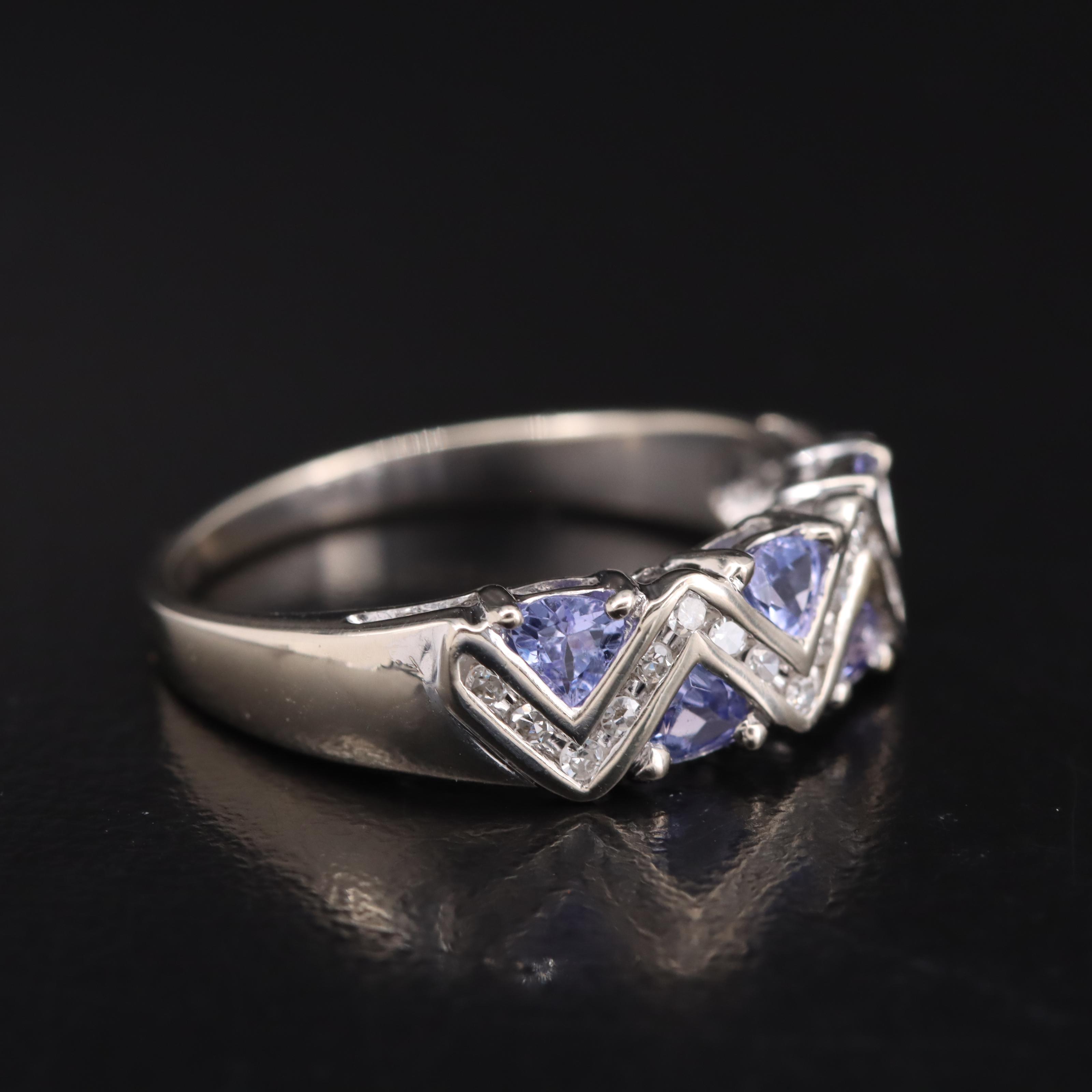 14K Tanzanite and Diamond Wave Ring