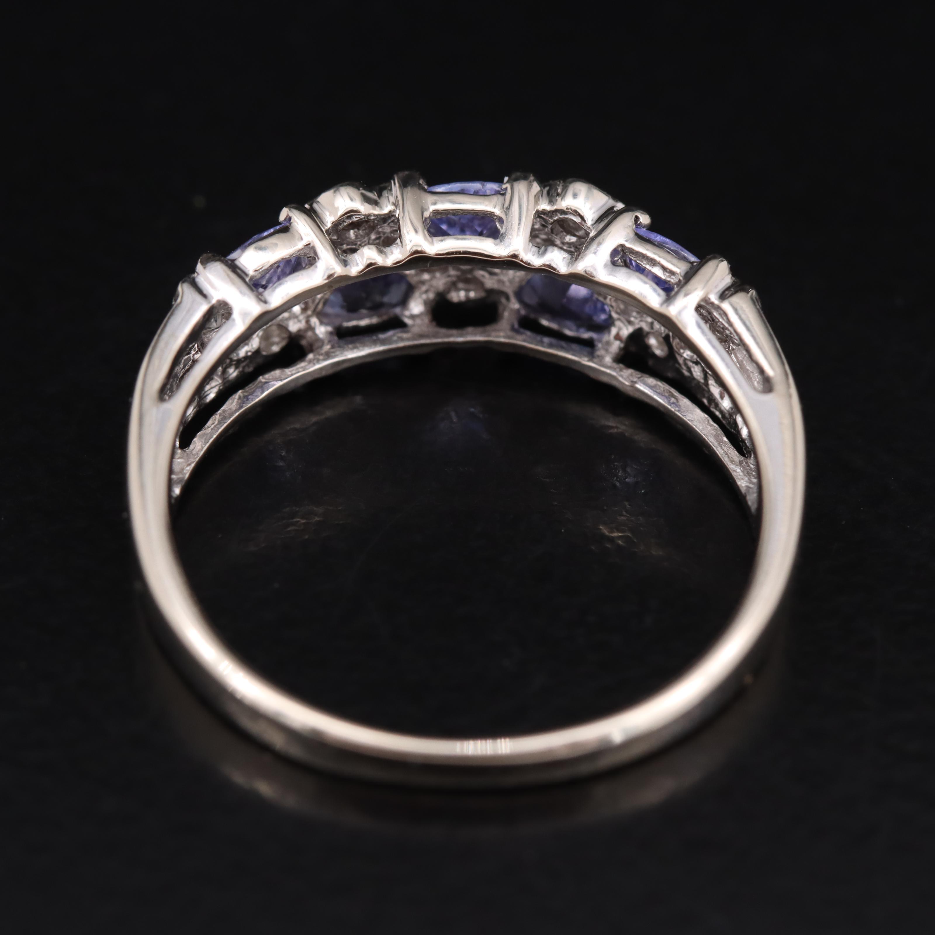 14K Tanzanite and Diamond Wave Ring