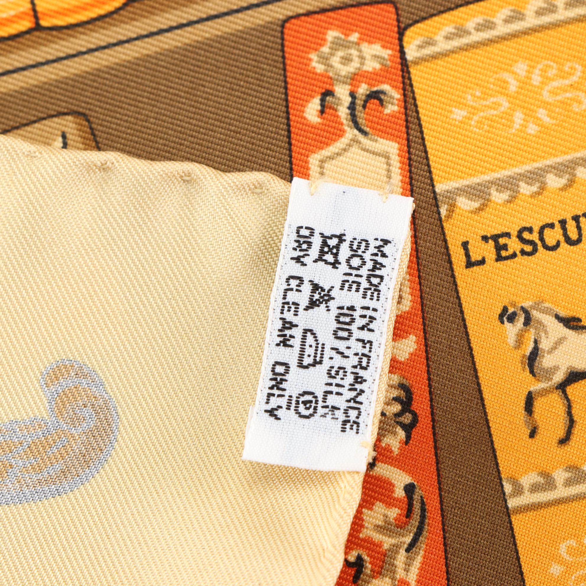 Hermès "Bibliothèque" Silk Twill Pocket Square with Box