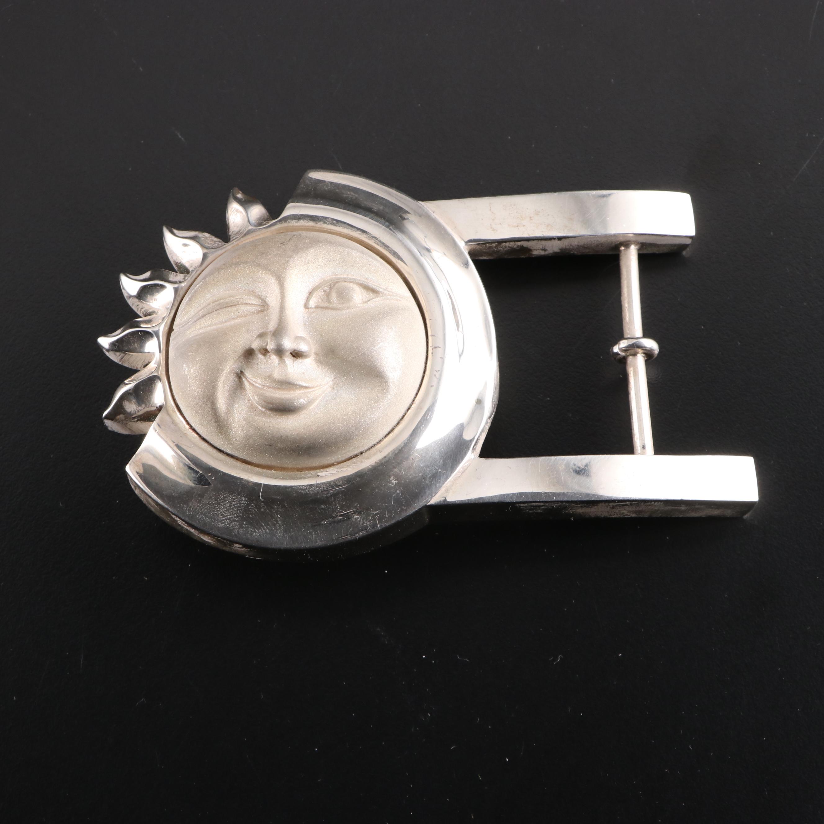 Barry Kieselstein-Cord Sterling Silver Winking Sun Belt Buckle
