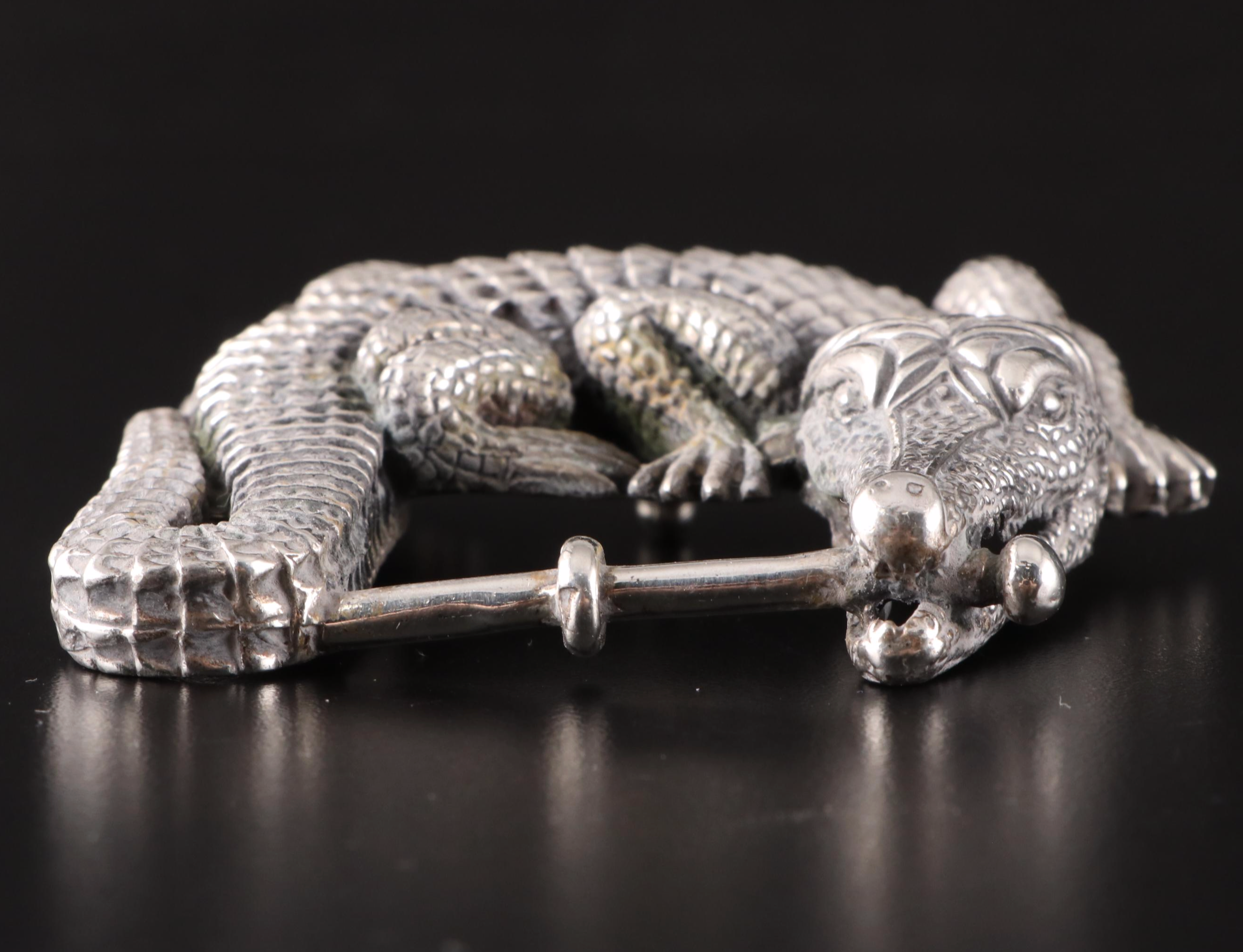 Barry Kieselstein-Cord Sterling Silver Alligator Large Belt Buckle