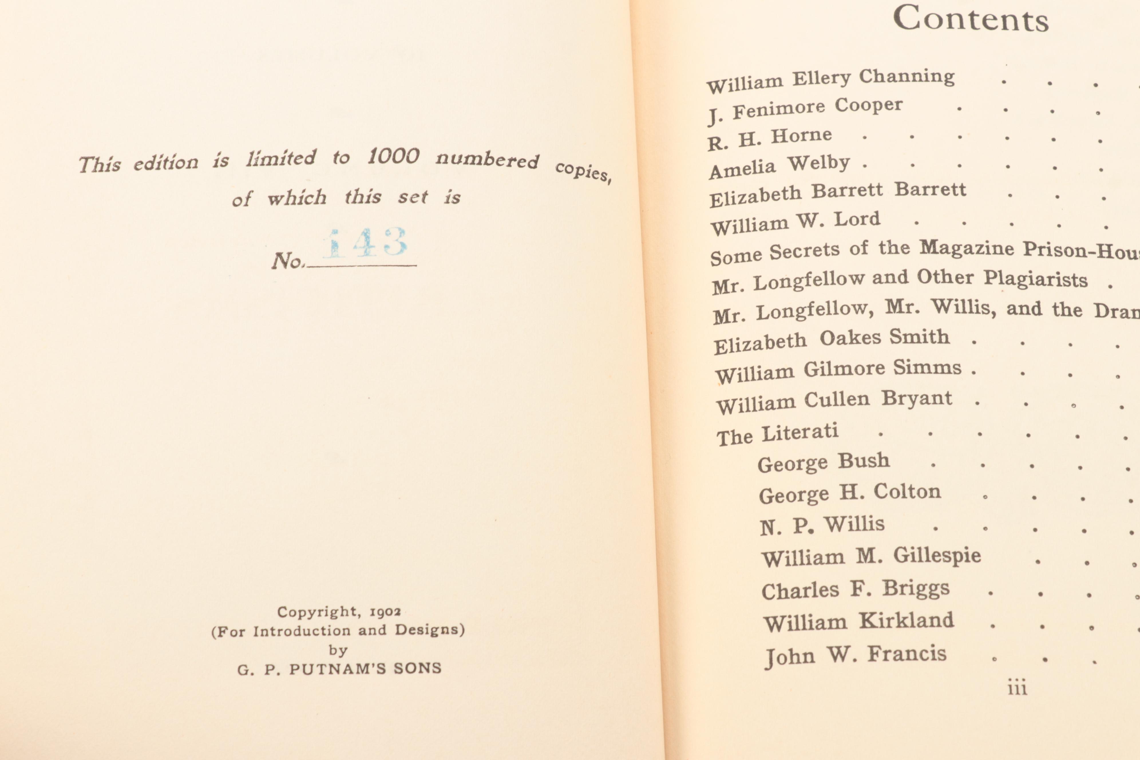 Limited Edition "Complete Works of Edgar Allan Poe" Ten-Volume Set