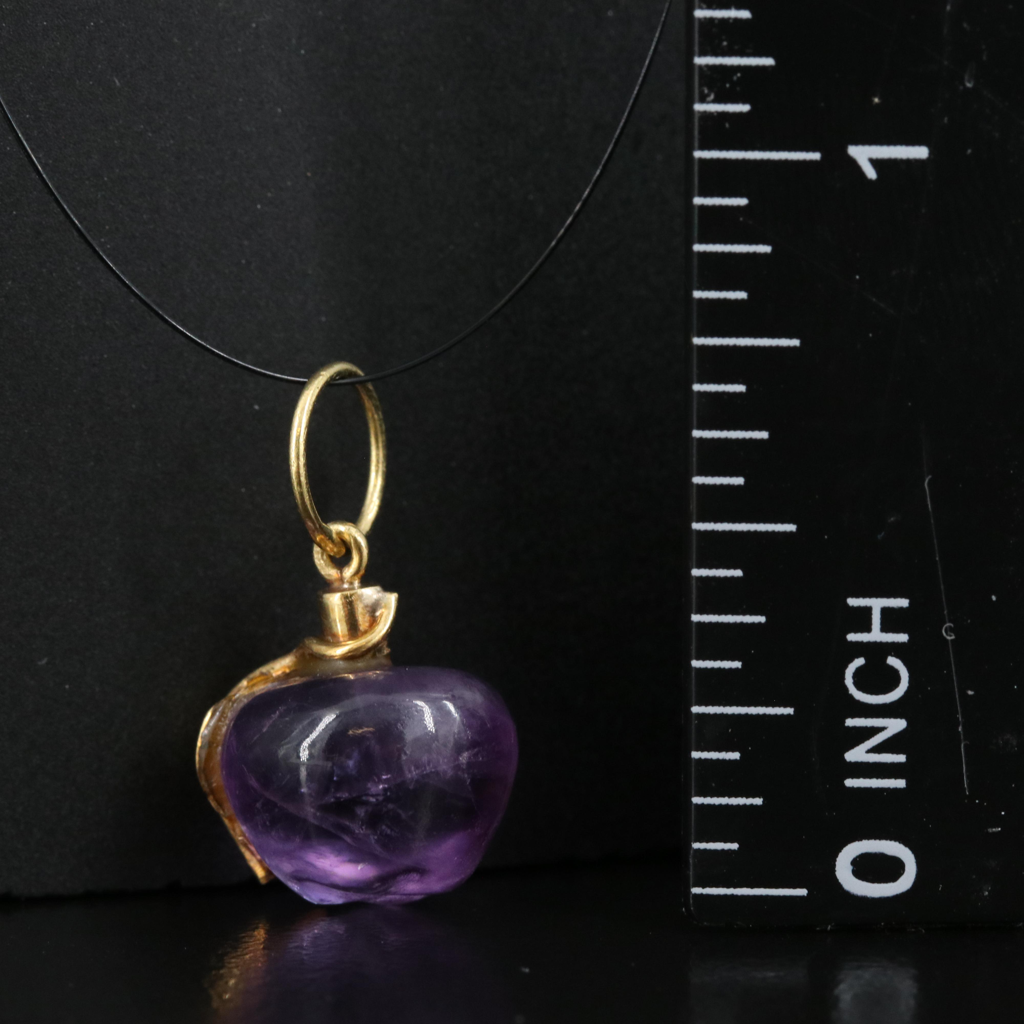 18K Carved Amethyst Apple Charm