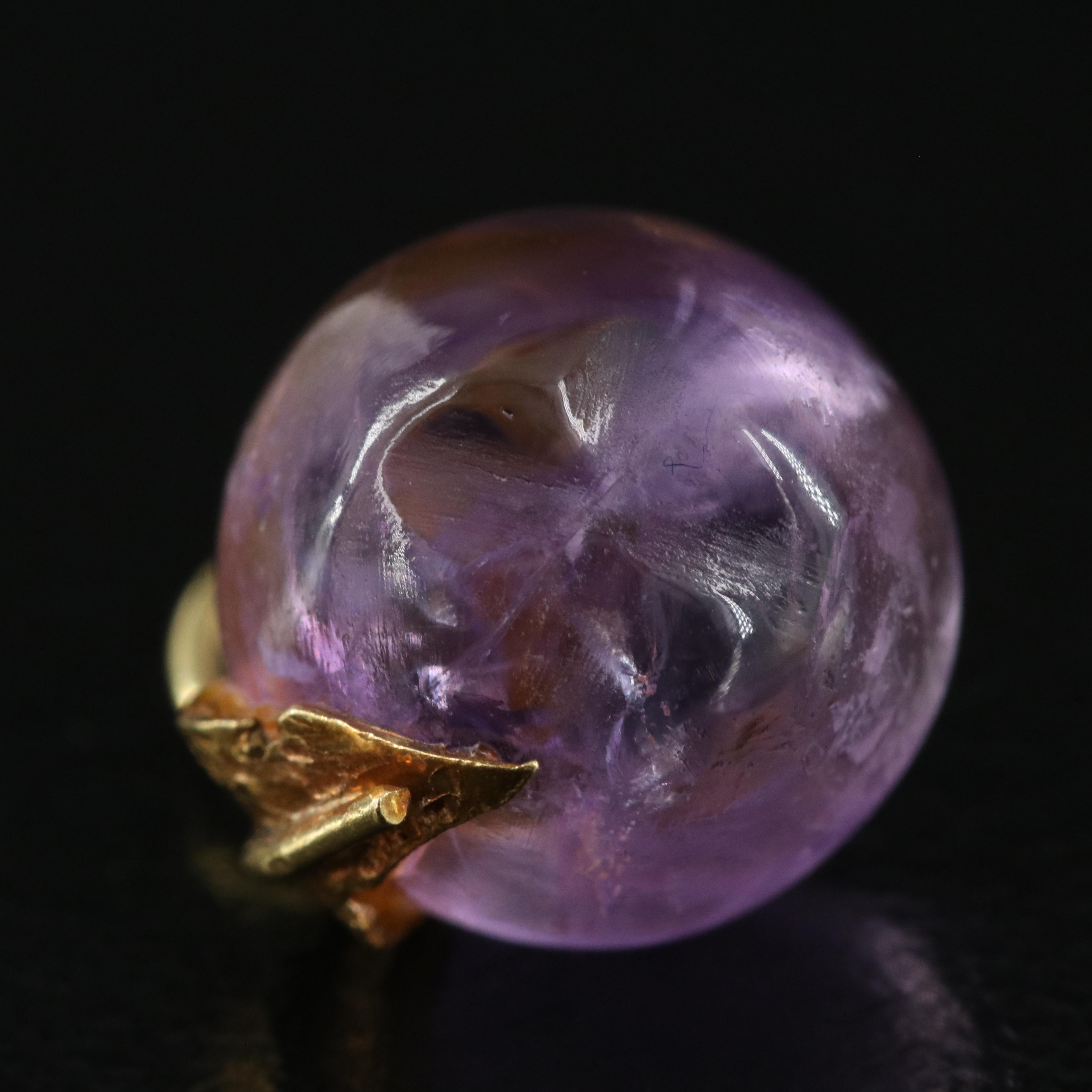 18K Carved Amethyst Apple Charm