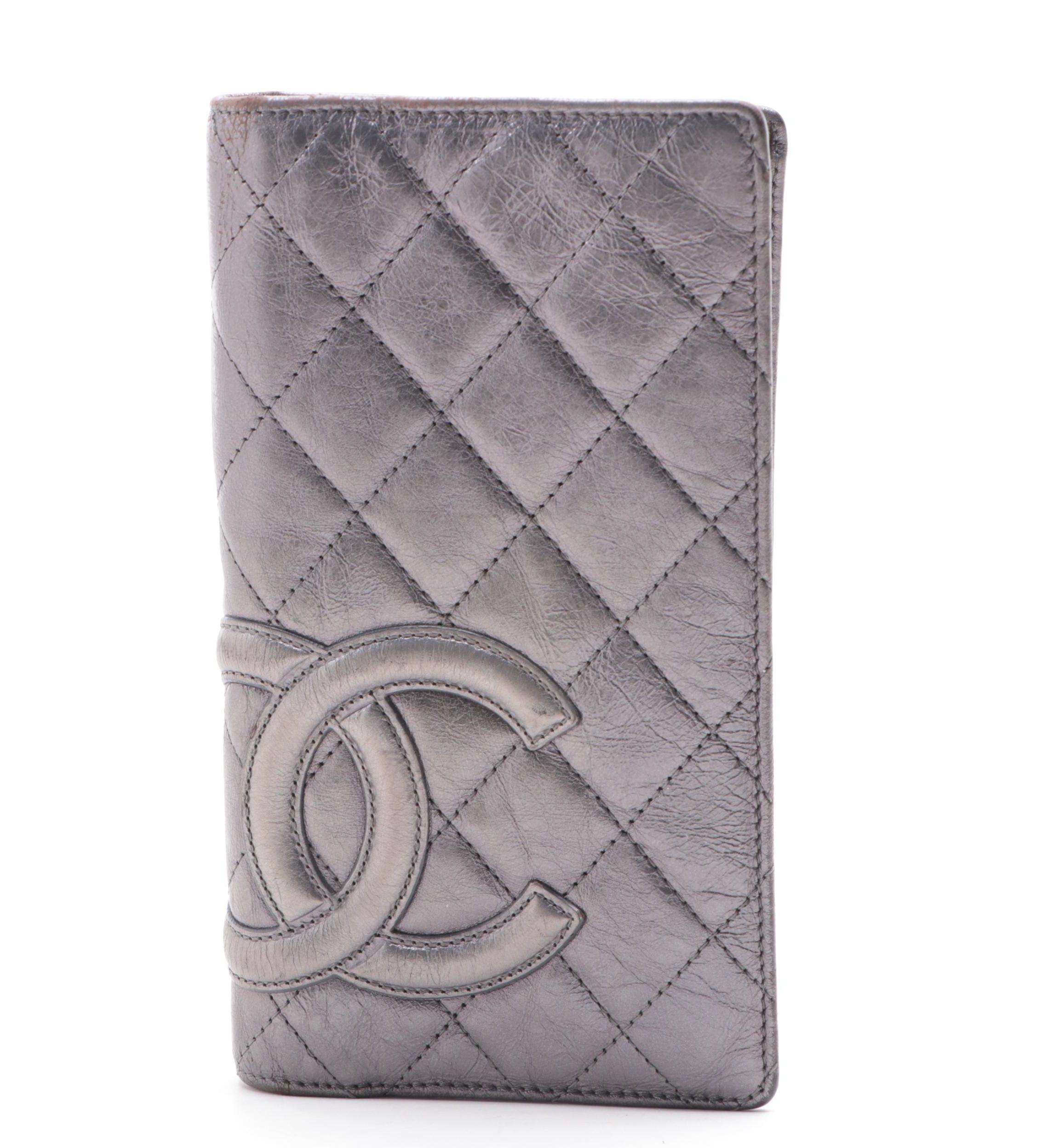 Chanel Quilted Metallic Leather Continental Wallet